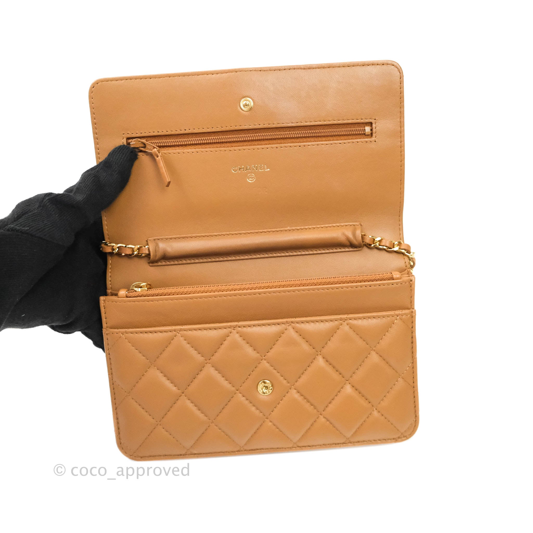 Chanel wallet on chain tan Clearance