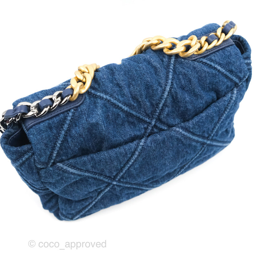 CHANEL 19 Small Flap Bag Blue Denim - Bellisa