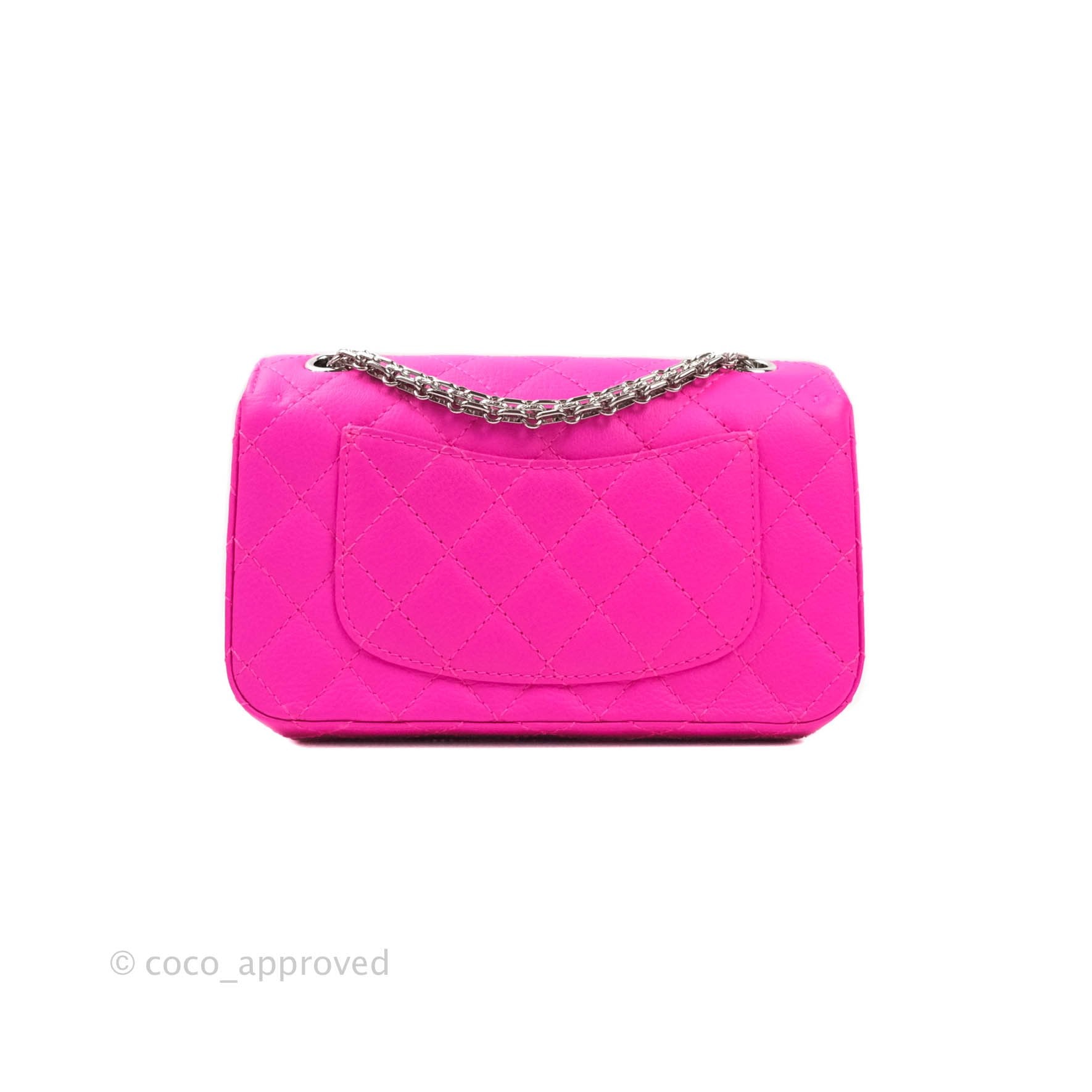 Chanel Mini Reissue 224 Fuchsia Neon Pink Goatskin Silver Hardware