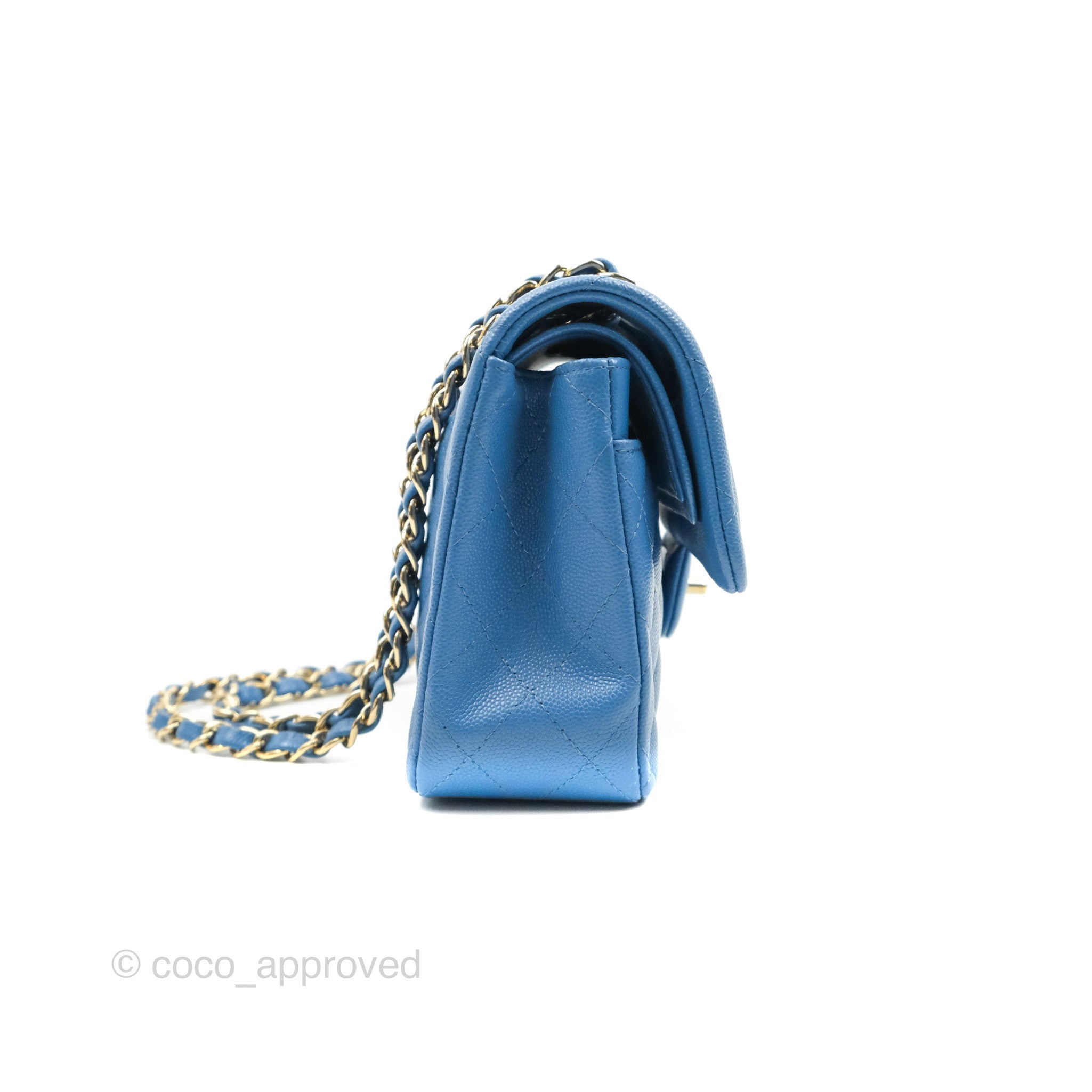 1730-1131 Chanel Chain Handle Flap Caviar/Calf Blue GHW Series No