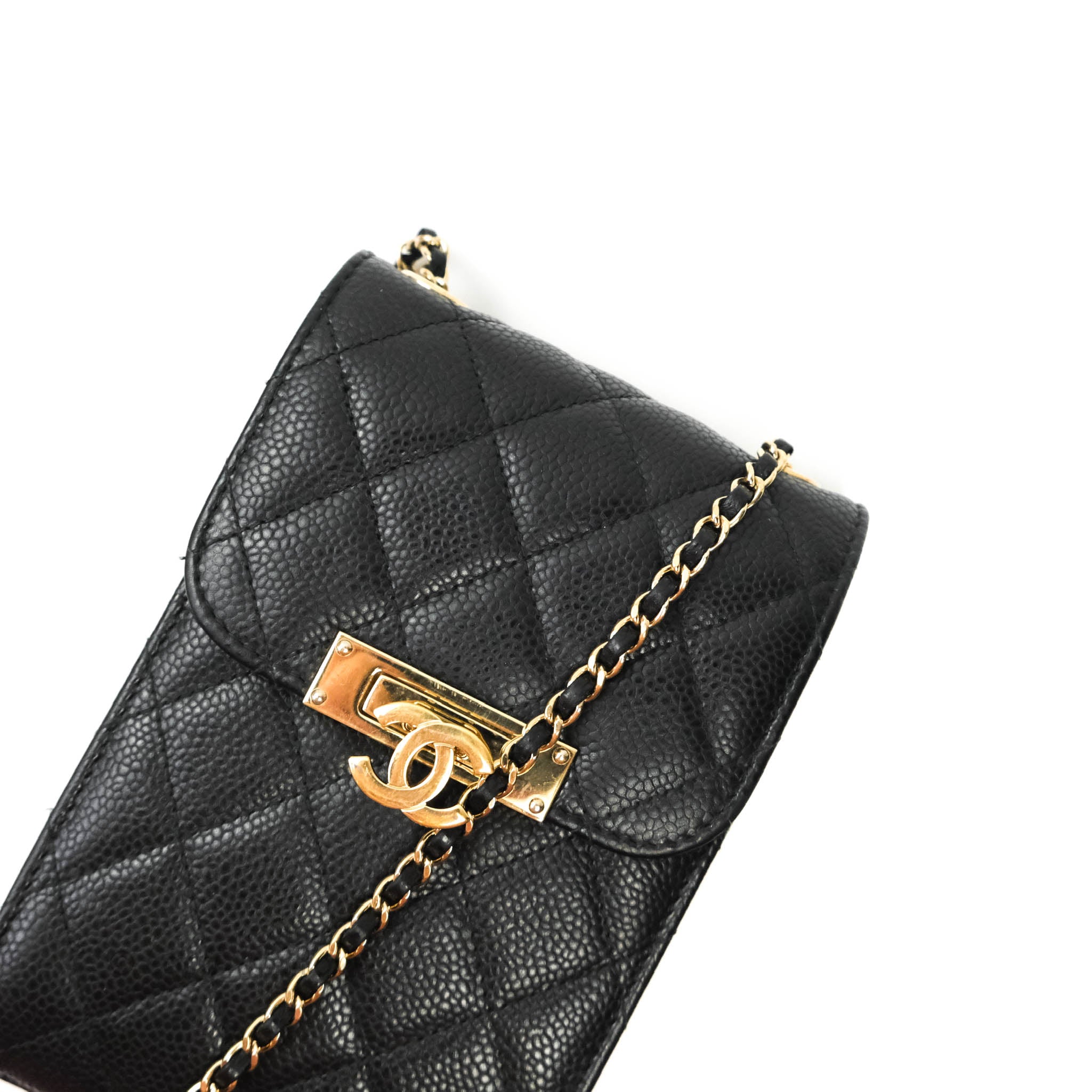 Chanel Quilted iPhone X Phone Case Black Caviar Gold Hardware – Coco  Approved Studio