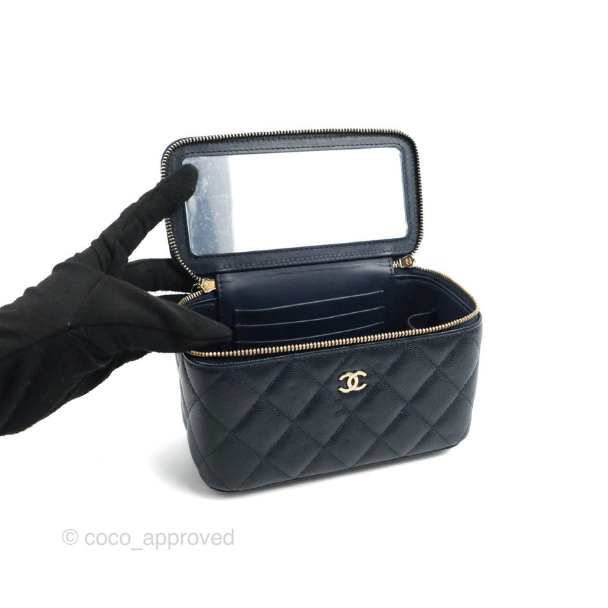 Chanel Vanity with Chain Navy Caviar Gold Hardware