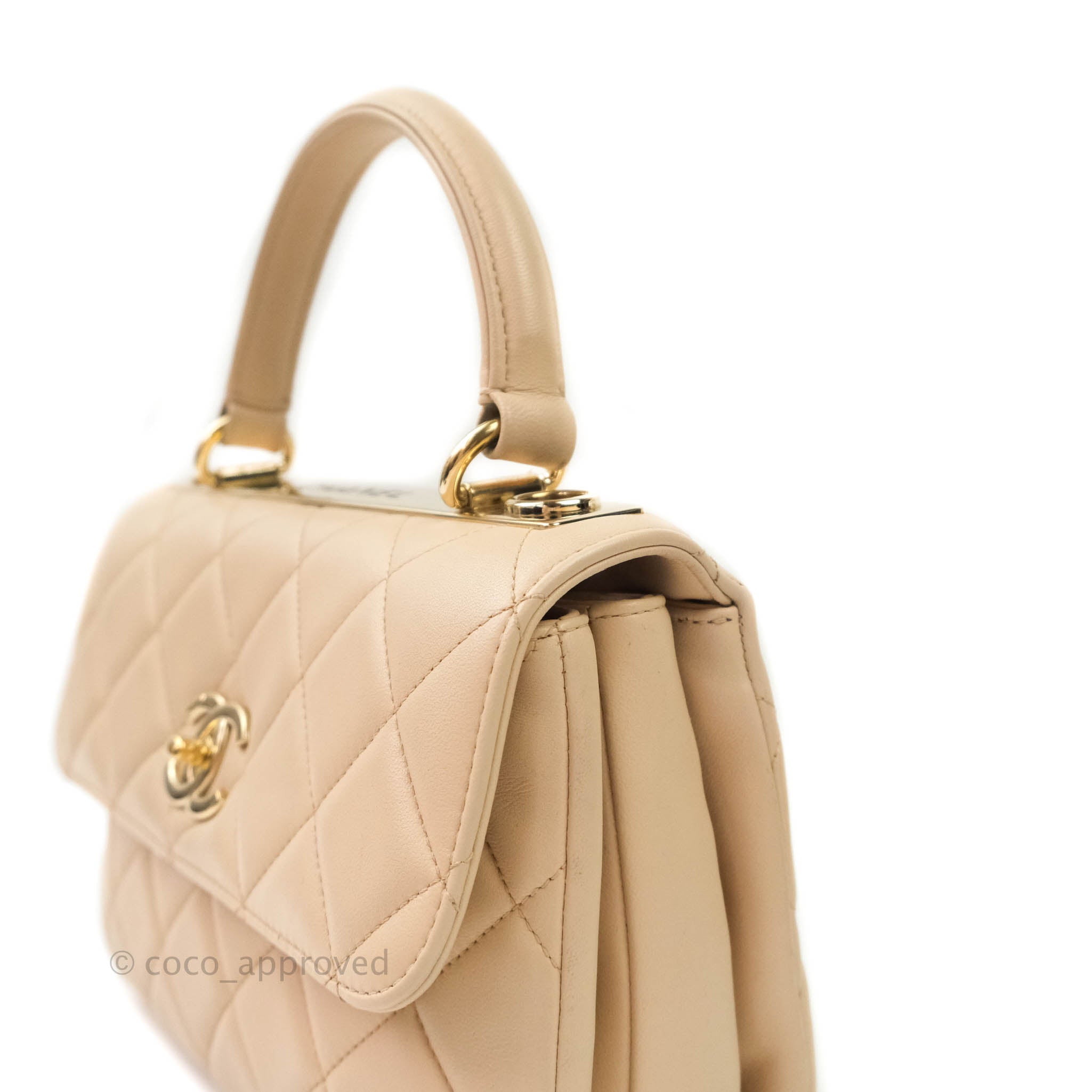 CHANEL LARGE TRENDY CC QUILTED FLAP BAG BEIGE CALFSKIN LEATHER