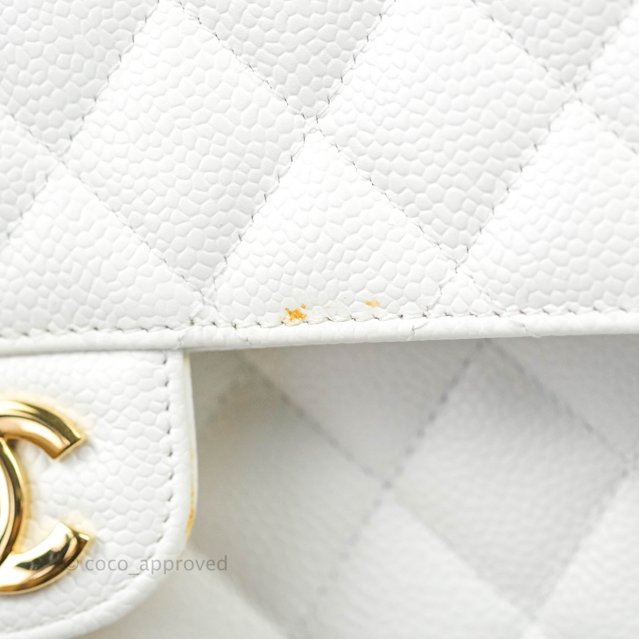 CHANEL Caviar Quilted Medium Double Flap White 1277997