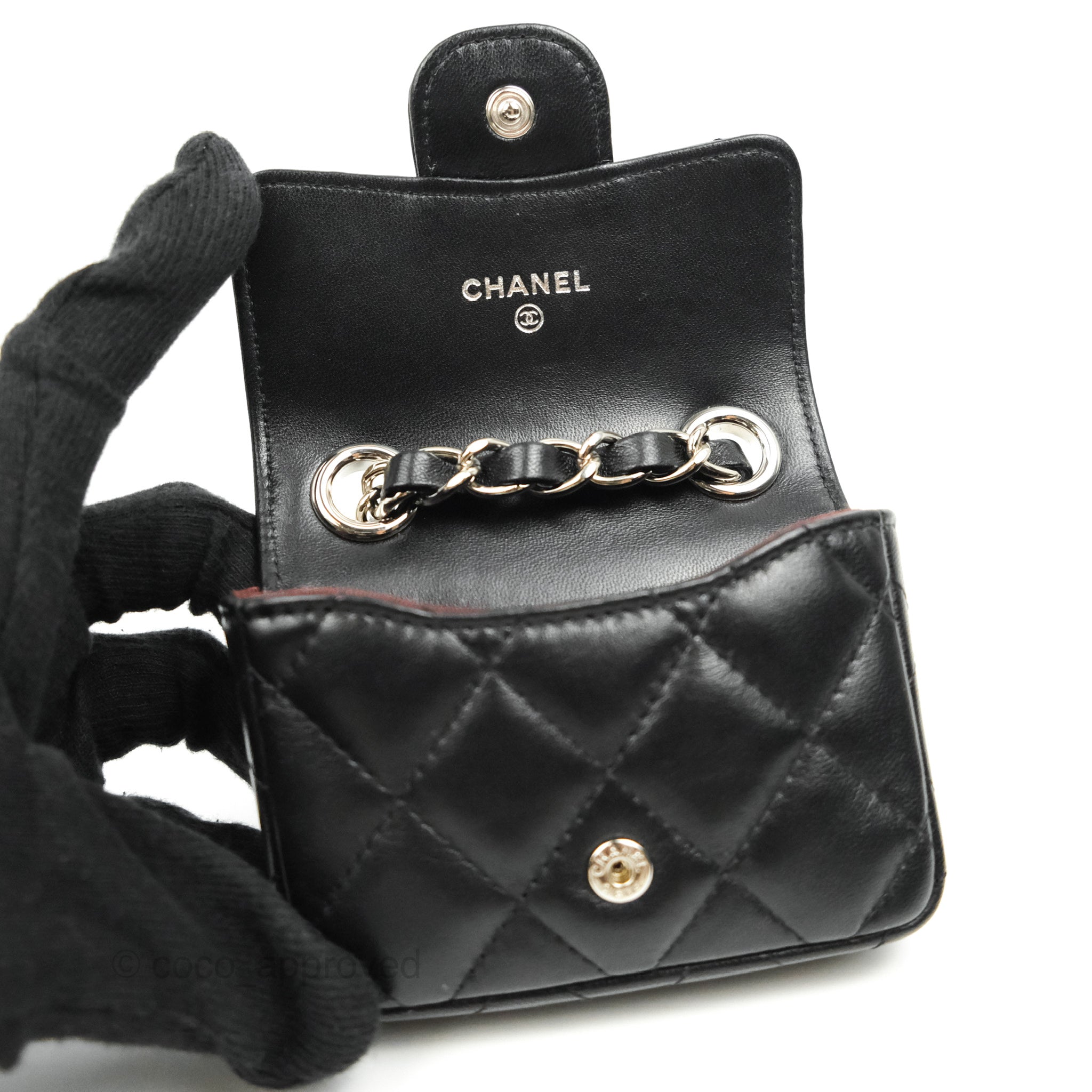 CHANEL ? Belt or Necklace Black Silver Quilted Rectangle Purse Chain Charm CC? GWP “GIFT WITH PURCHASE CHANEL CROSSBODY BAG WITH BOX  main image 4