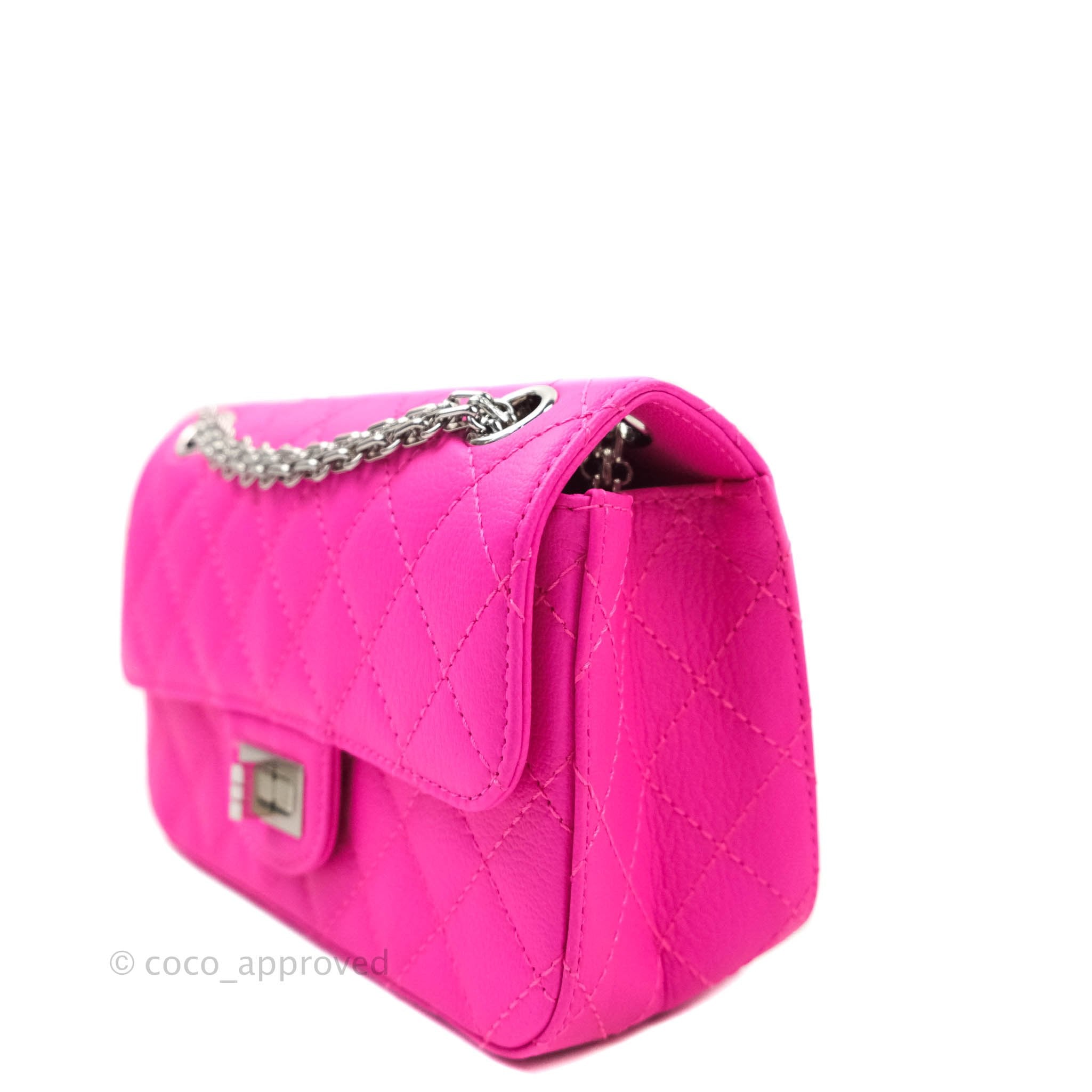 Chanel Hot Pink 2.55 Quilted Classic Chevre Leather Reissue 224