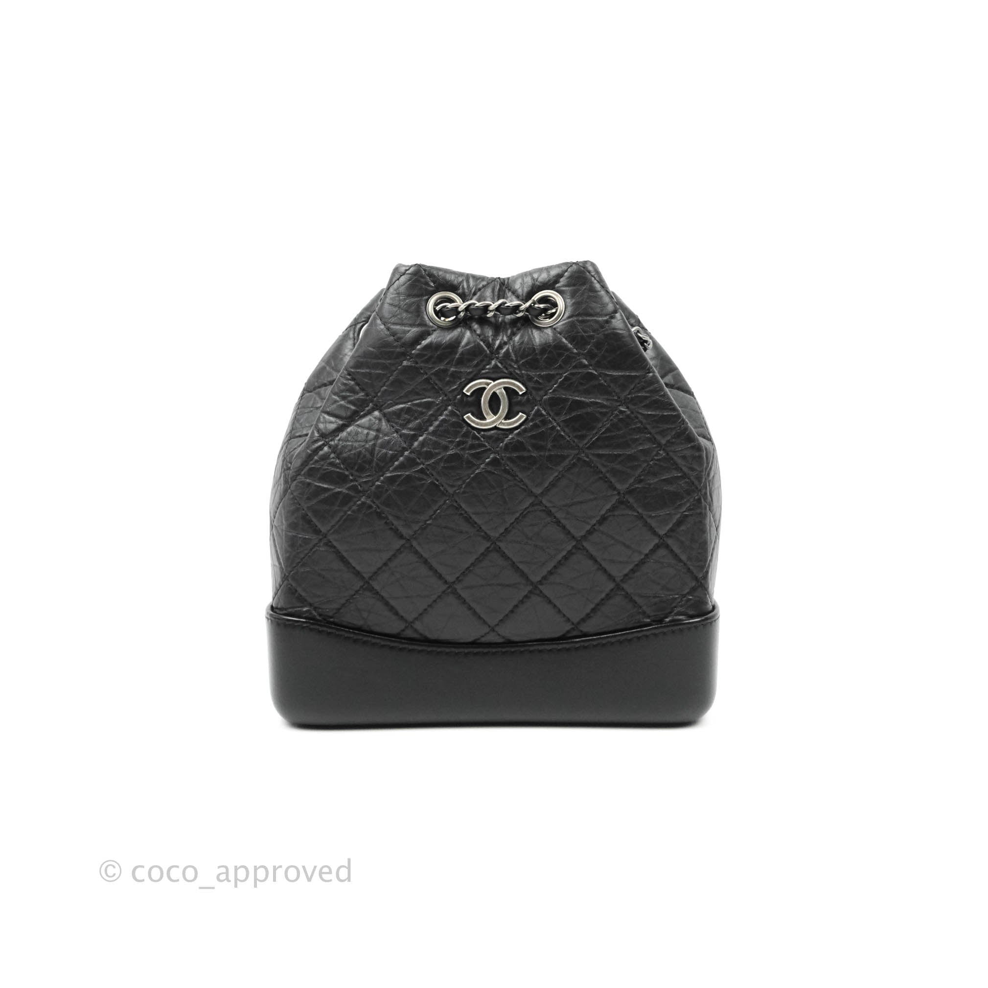 Chanel Gabrielle Backpack Black Aged Calfskin Small Black Mixed