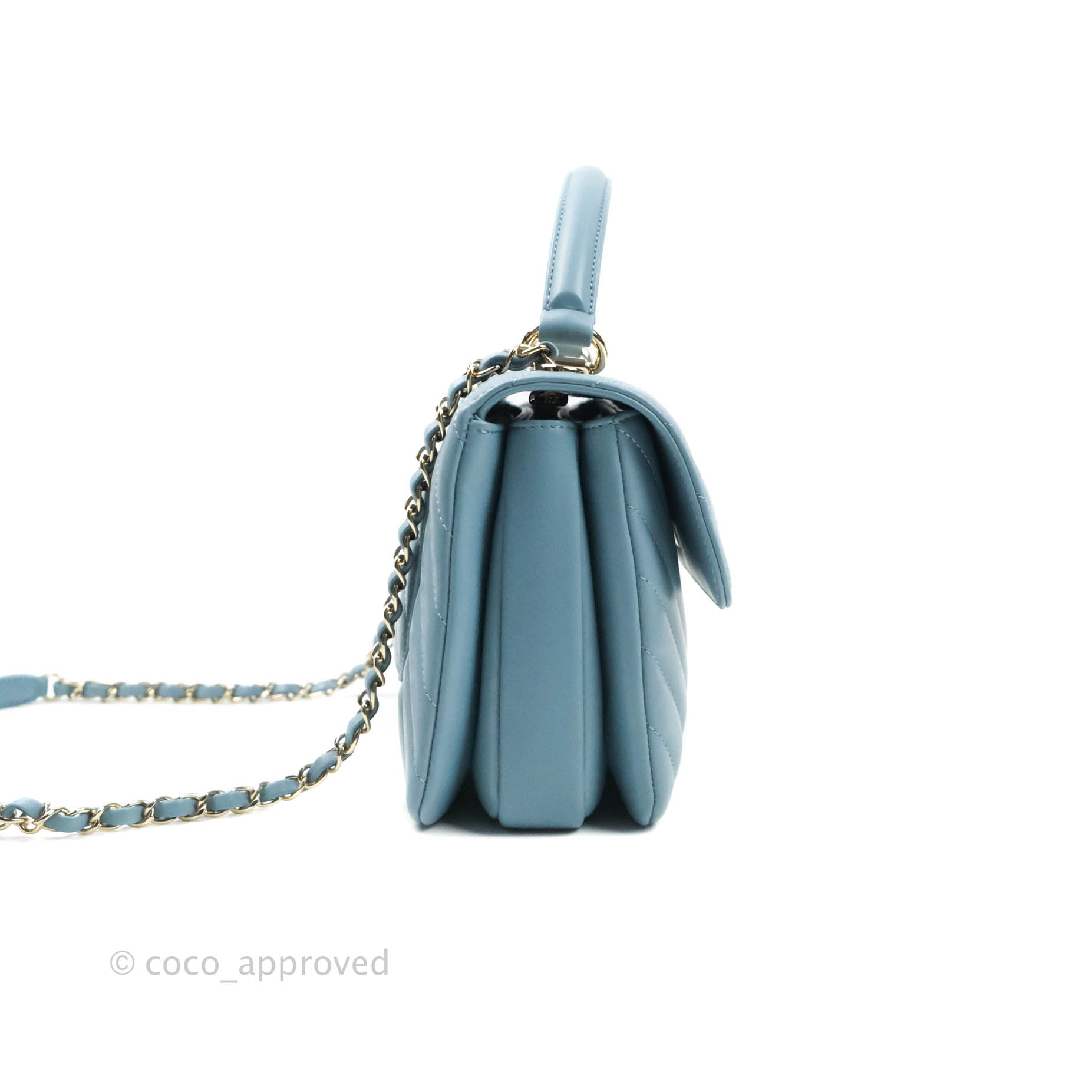 Chanel Trendy CC Chevron Small Blue Lambskin Gold Hardware – Coco Approved  Studio