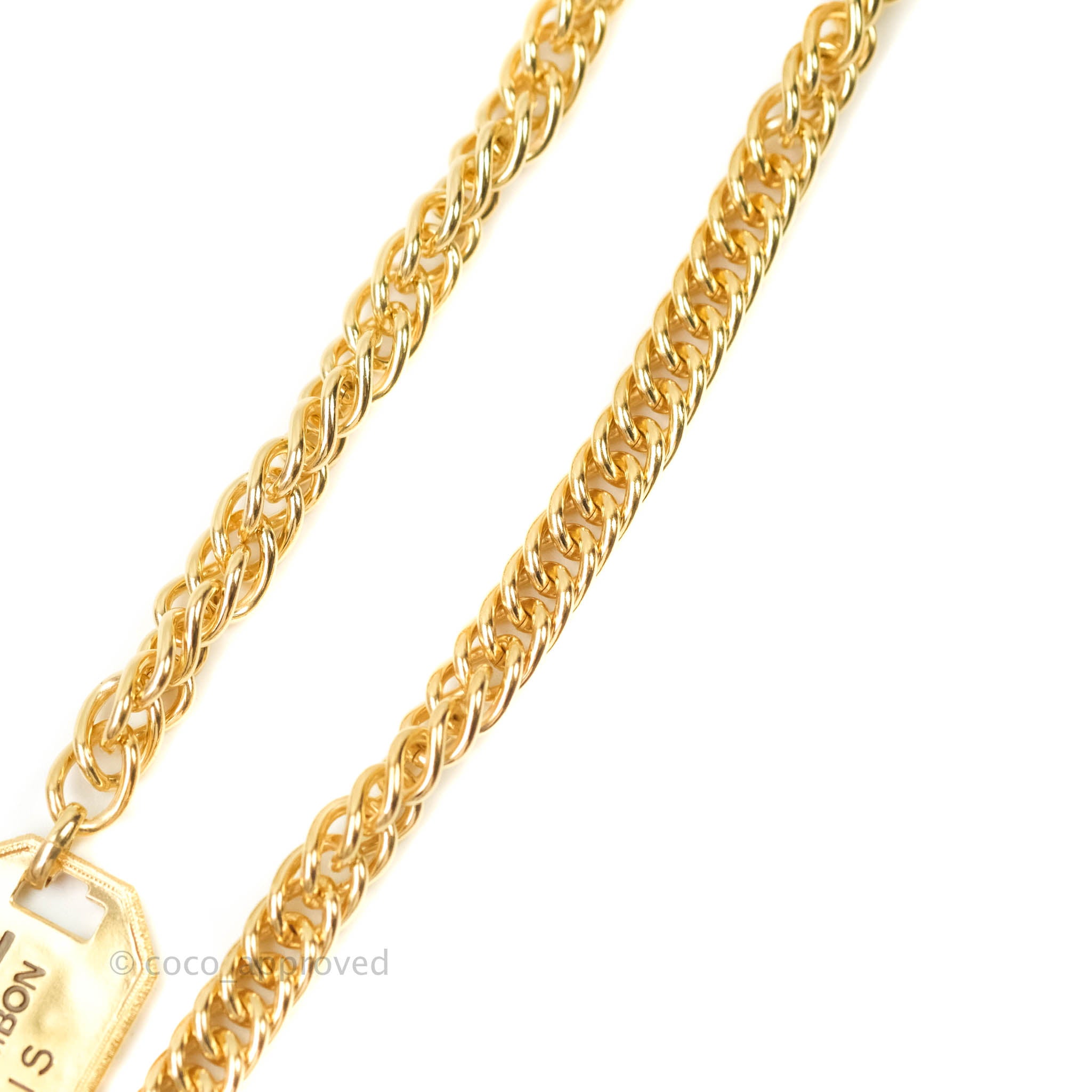Chanel Metal Tag Charm Necklace Gold Tone – Coco Approved Studio