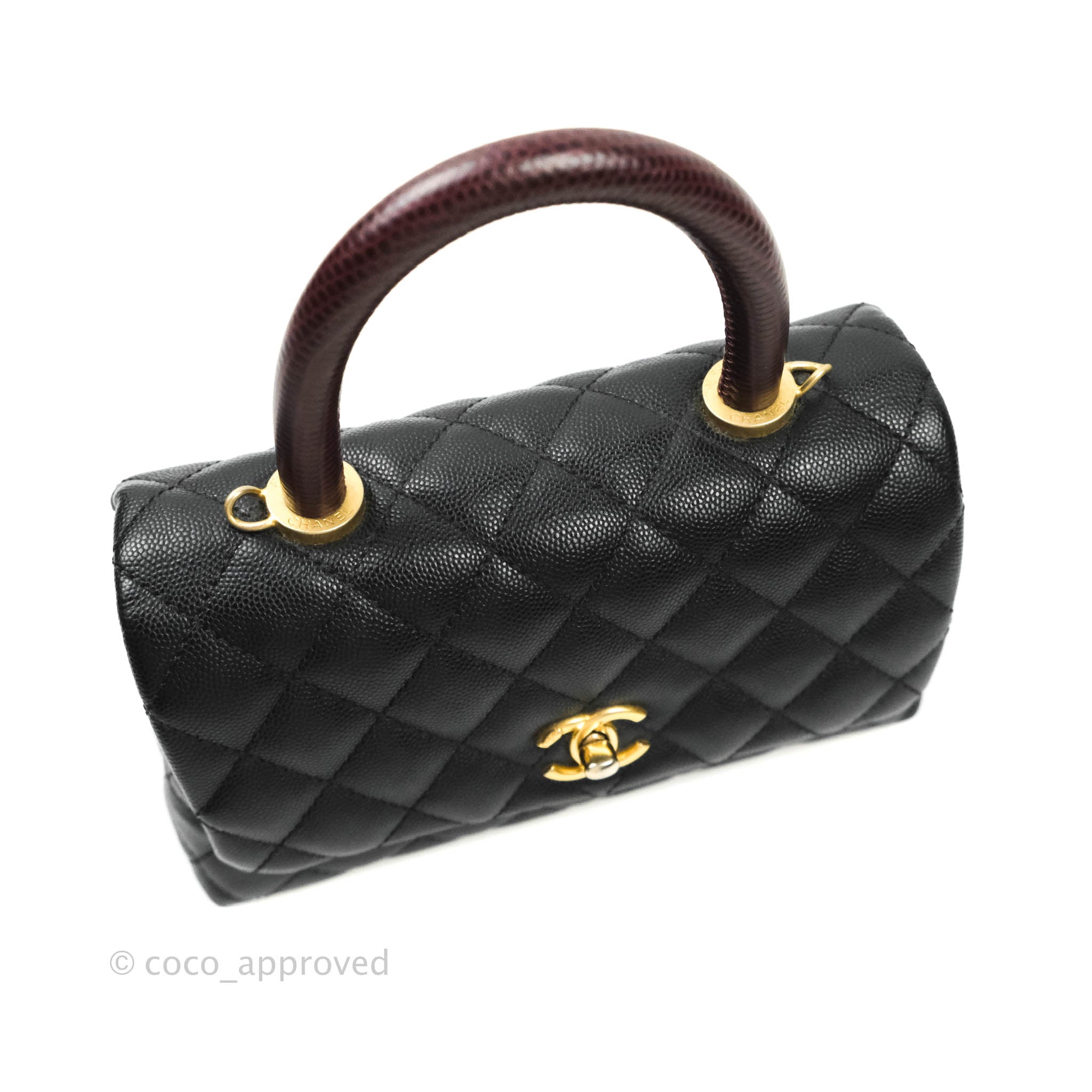 Chanel 22A Black Caviar Small Coco Top Handle Flap Bag – LuxuryPromise