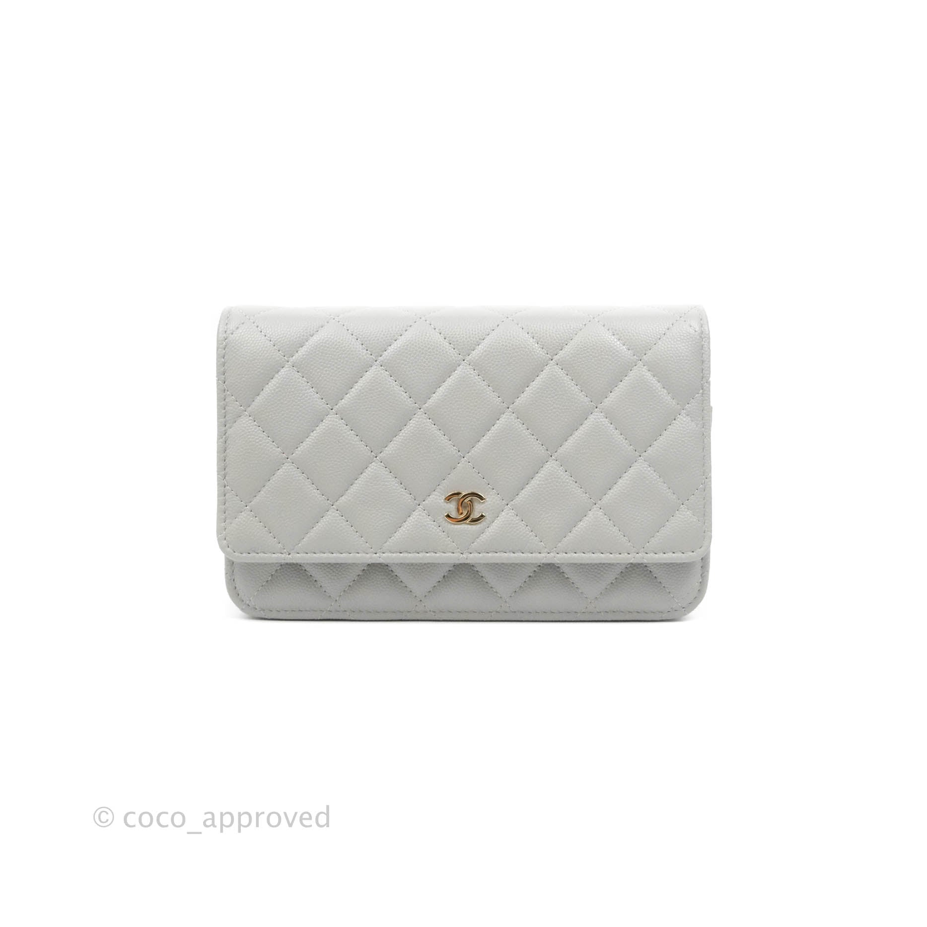 Chanel Classic Quilted Wallet on Chain WOC Grey Caviar Gold