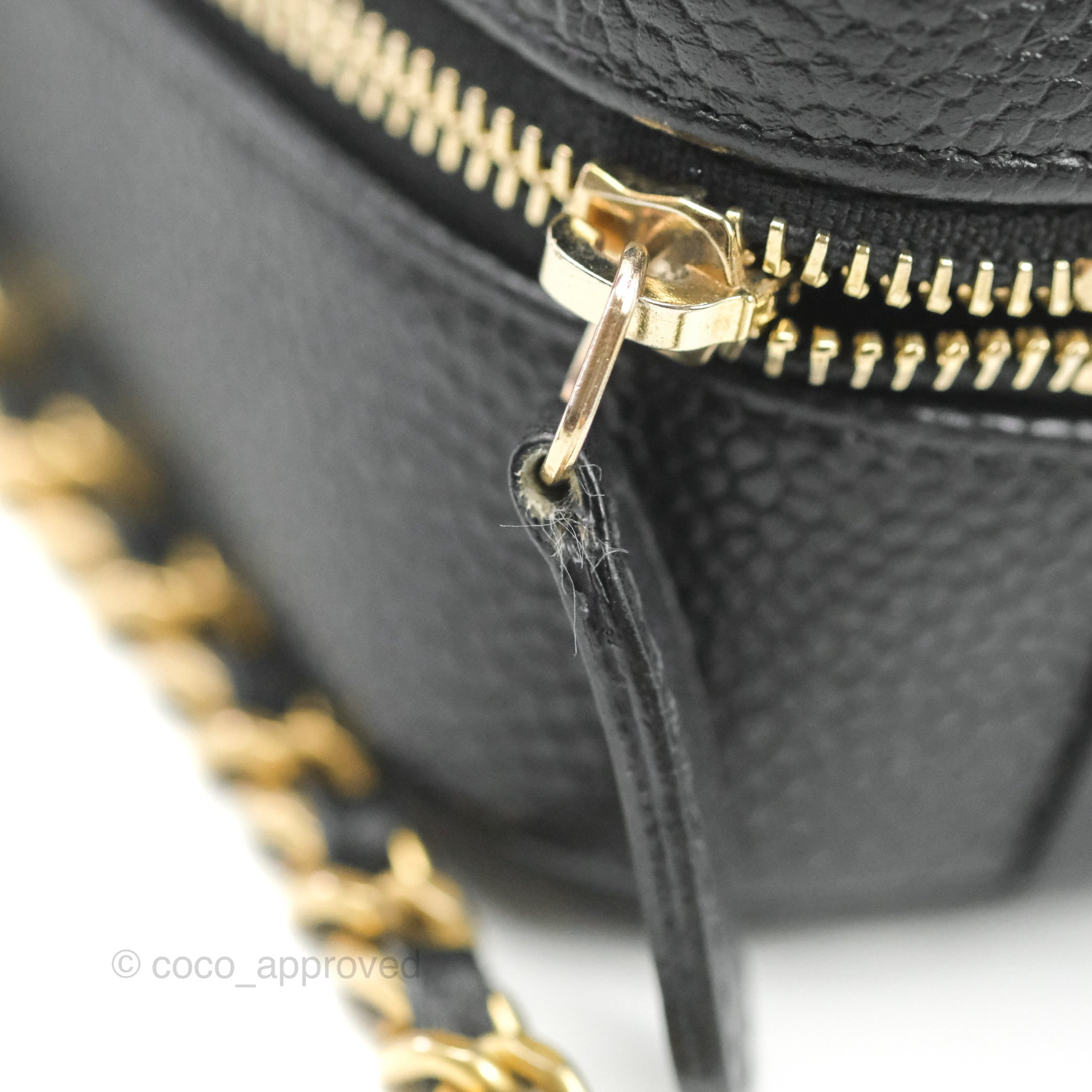 Black Quilted Goatskin Small CC Filigree Chain Around Vanity Case Gold  Hardware, 2019