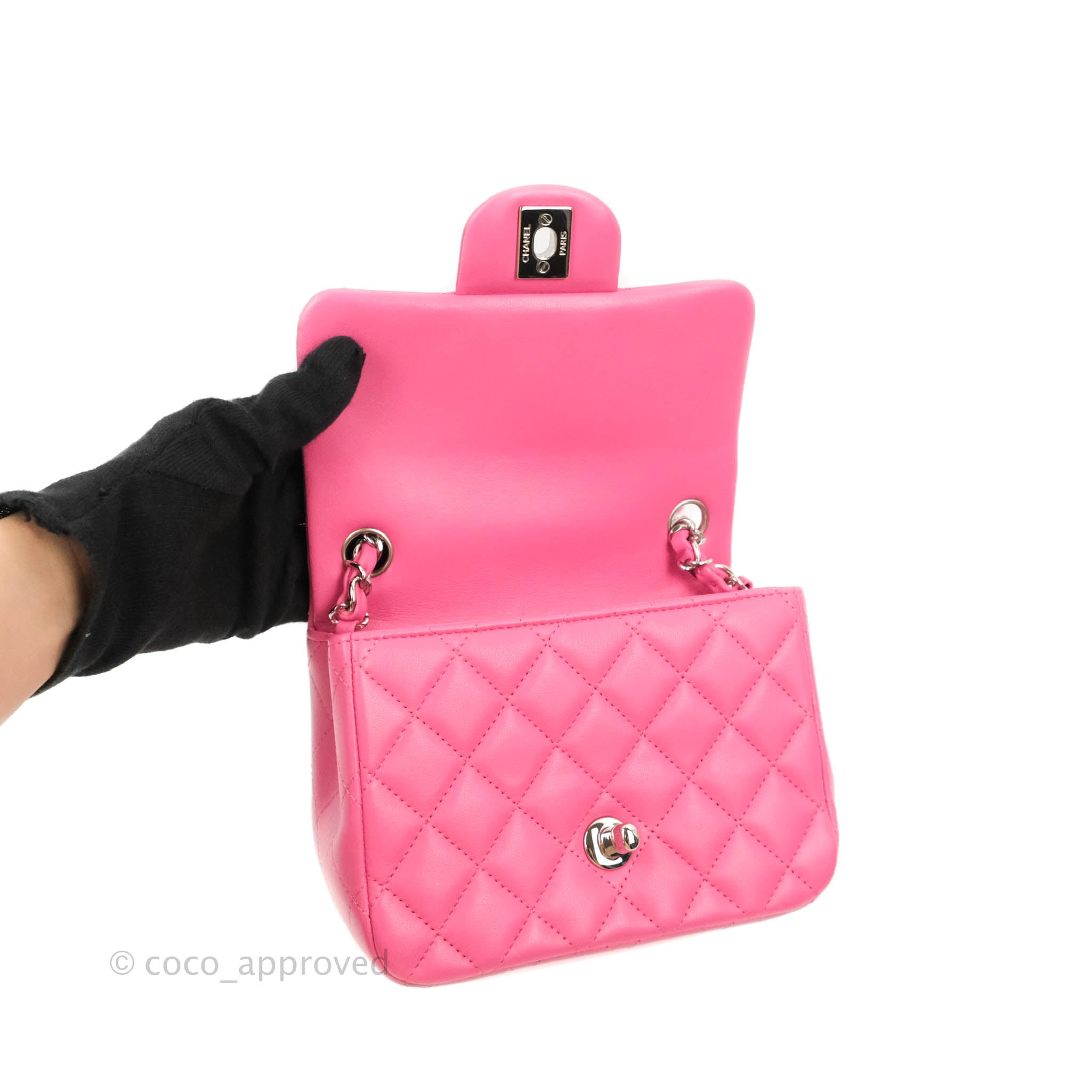 Chanel Pink Patent Square Mini Flap – Jadore Couture