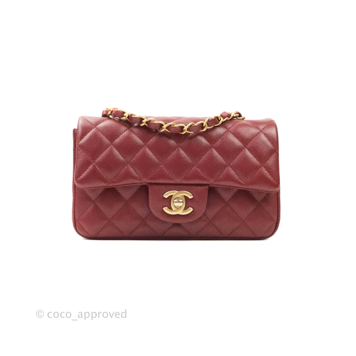 Chanel Classic Quilted Mini Rectangular Flap Iridescent Burgundy Cavia –  Coco Approved Studio