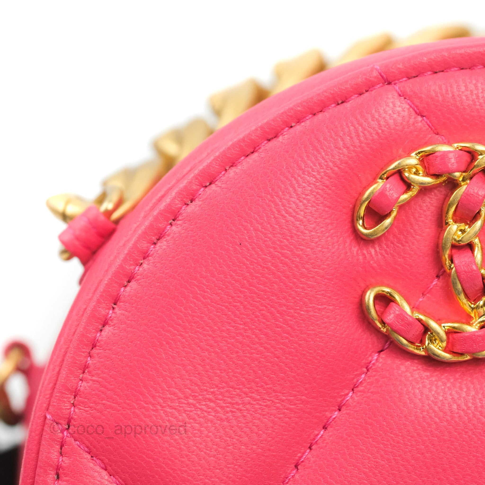 Chanel CHANEL 19 round clutch chain shoulder bag leather pink