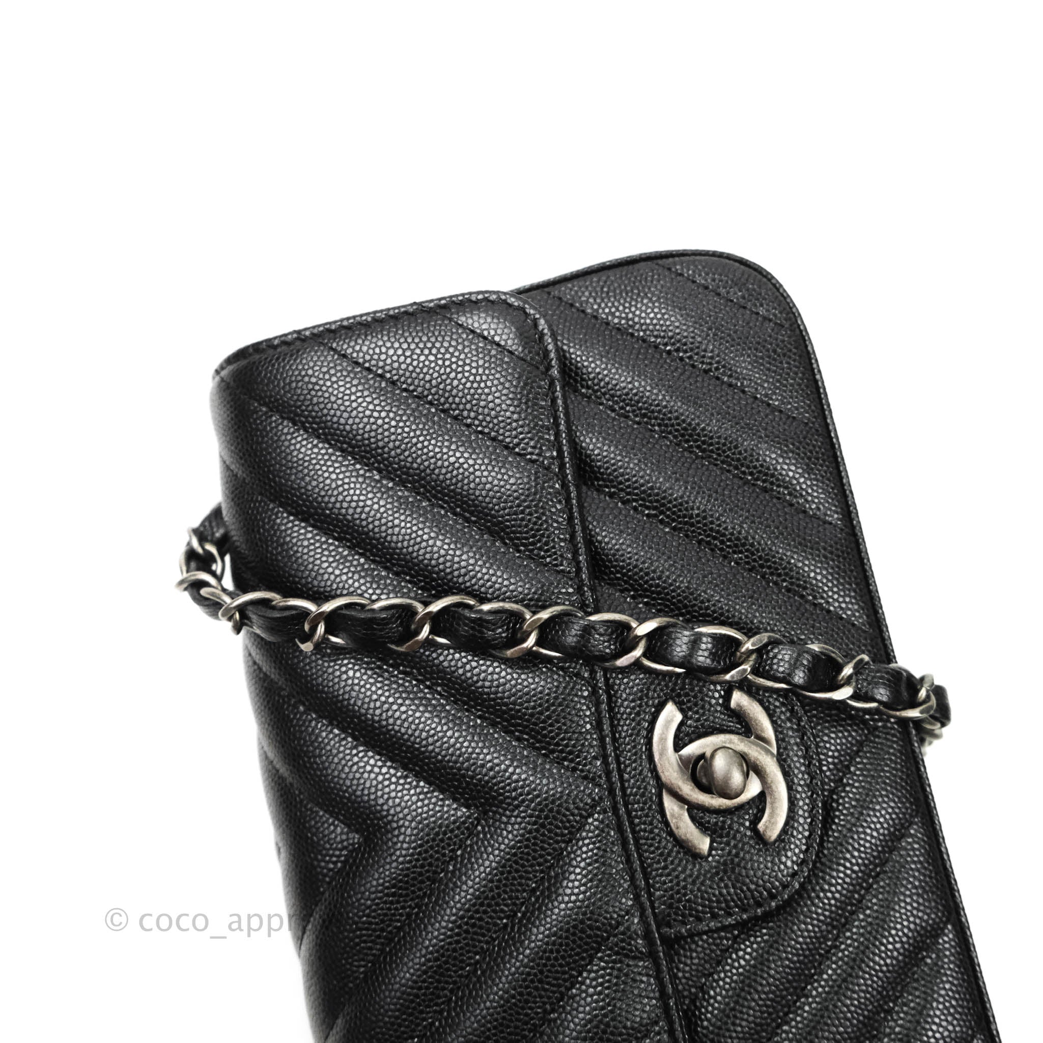 Chanel chevron mini rectangular bag black caviar