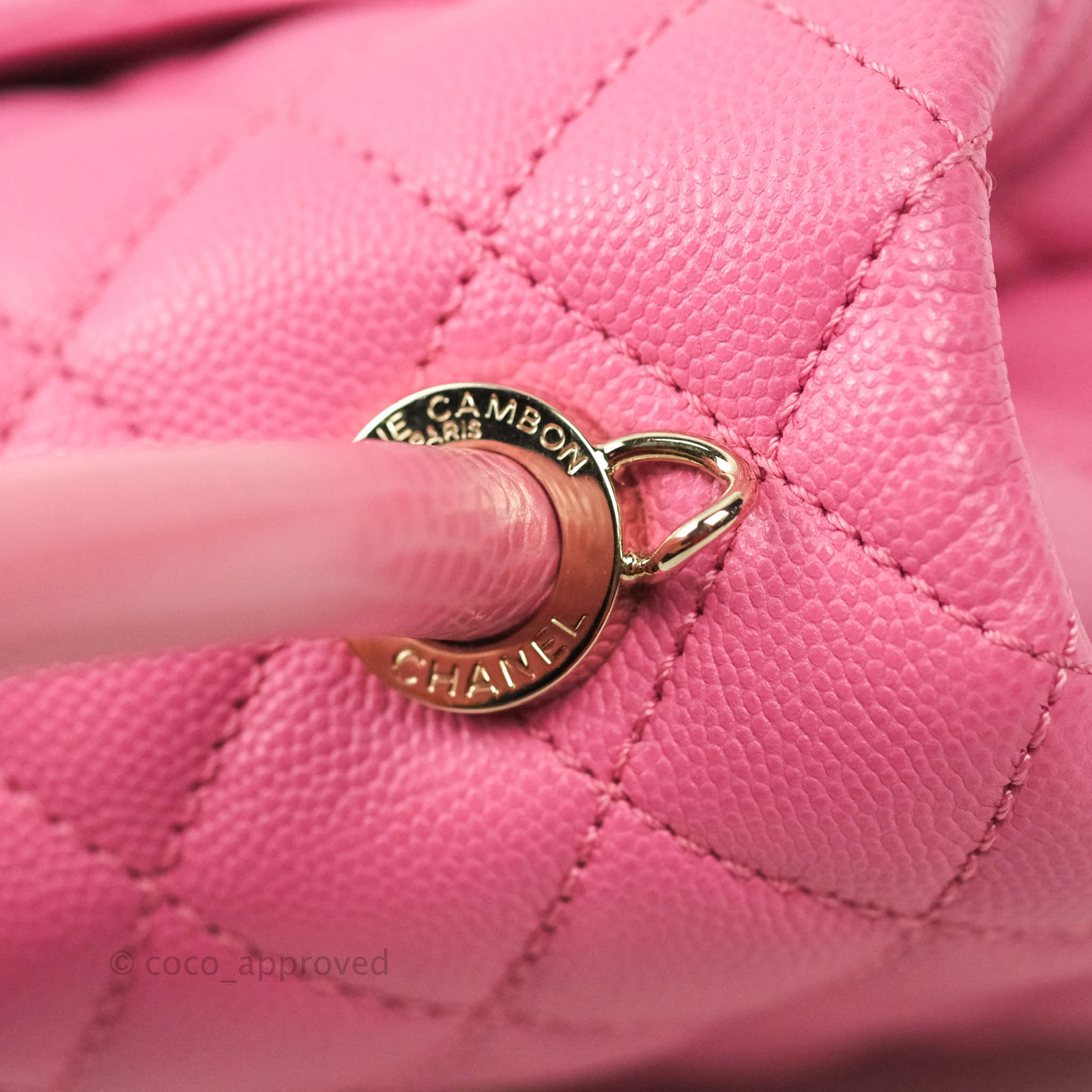 Chanel Extra Mini Coco Handle Quilted Pink Caviar Lizard Embossed