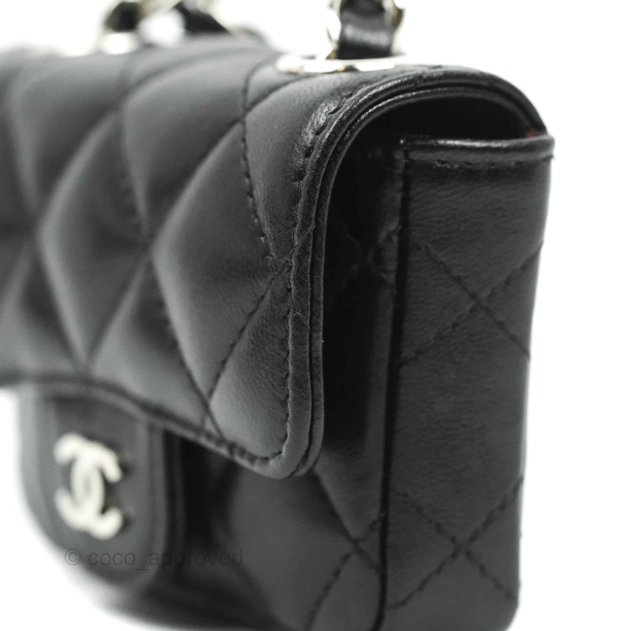 Chanel Mini Card Holder Chain Belt Bag Black Lambskin Silver Hardware –  Coco Approved Studio