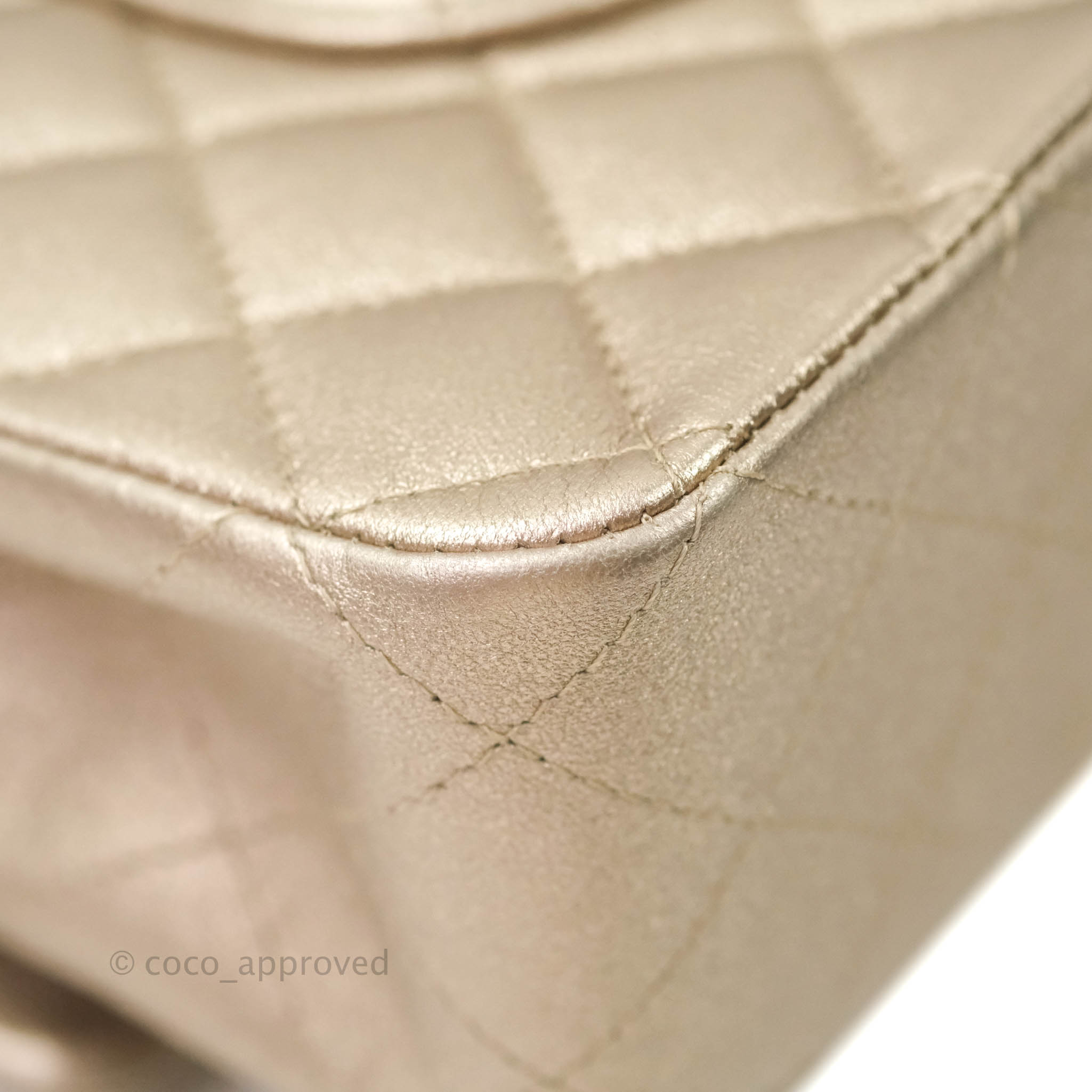 CHANEL Lambskin Medium Double Flap Metallic Gold 42151