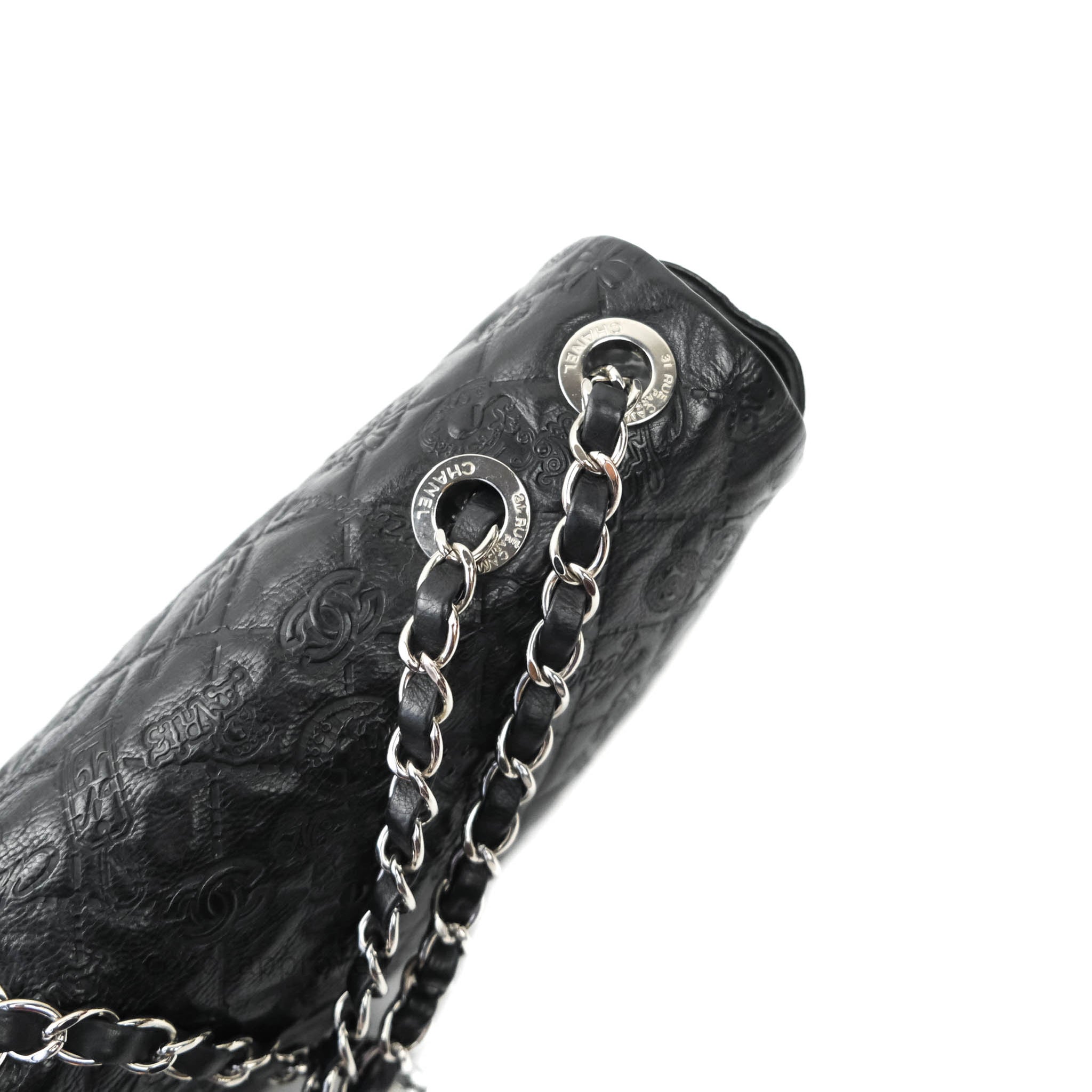 Black Flap Bag with detachable handheld chain, buy Hand Embroidered Flap Bag Embellished with Sand Stones