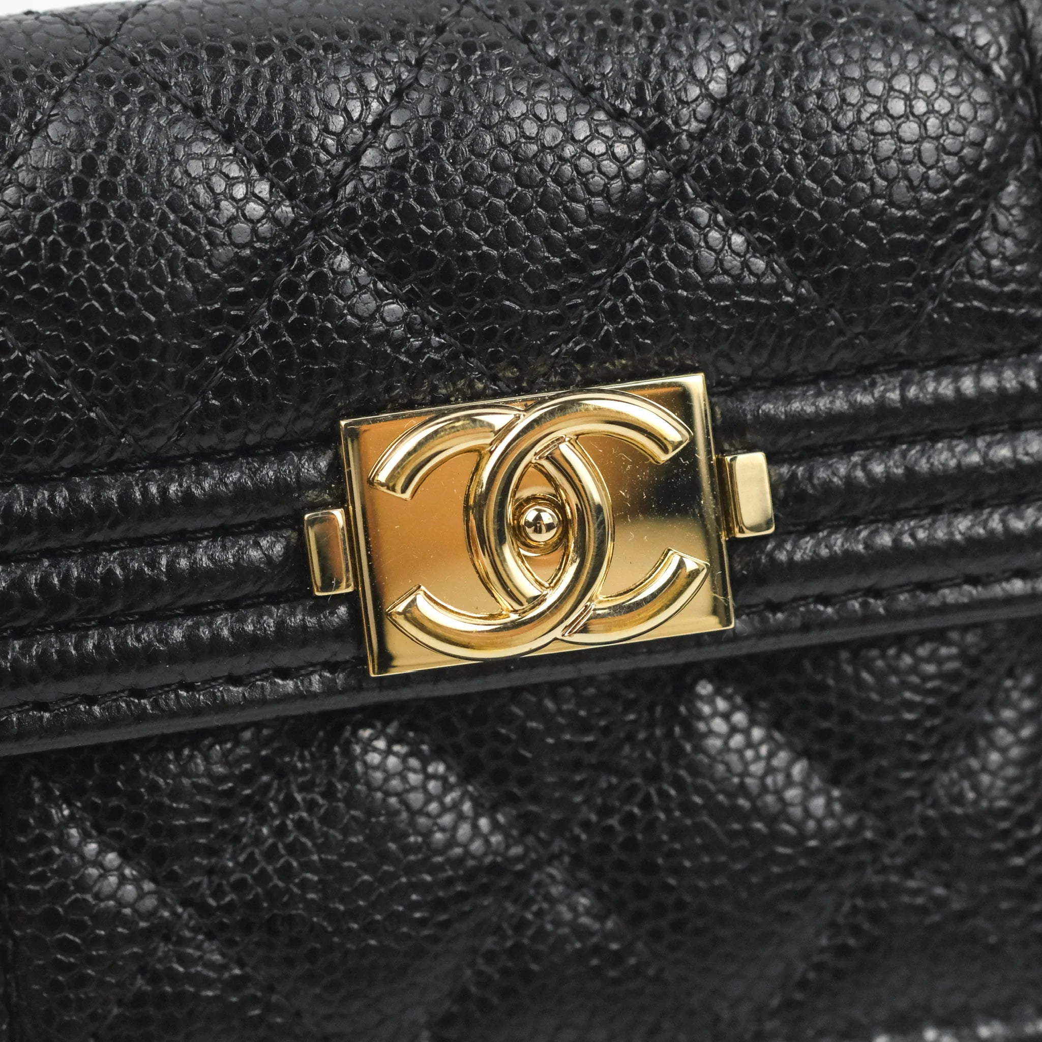 Chanel Quilted Small Boy Flap Wallet Black Caviar Gold Hardware