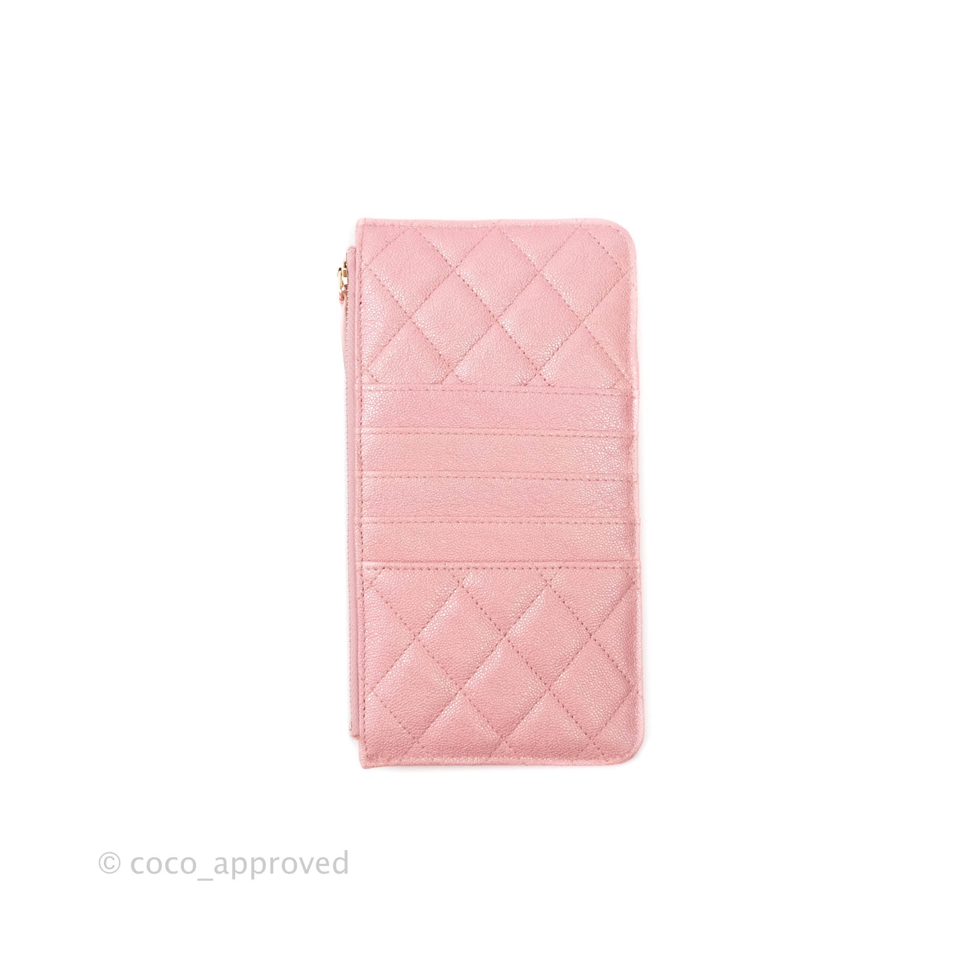 Chanel Iridescent Card Holder Calfskin Pink SHW