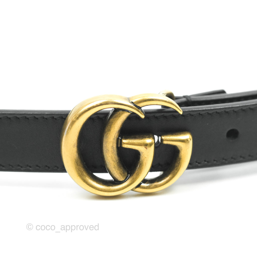 Gucci Black Calfskin Double GG 20mm Belt 80 32