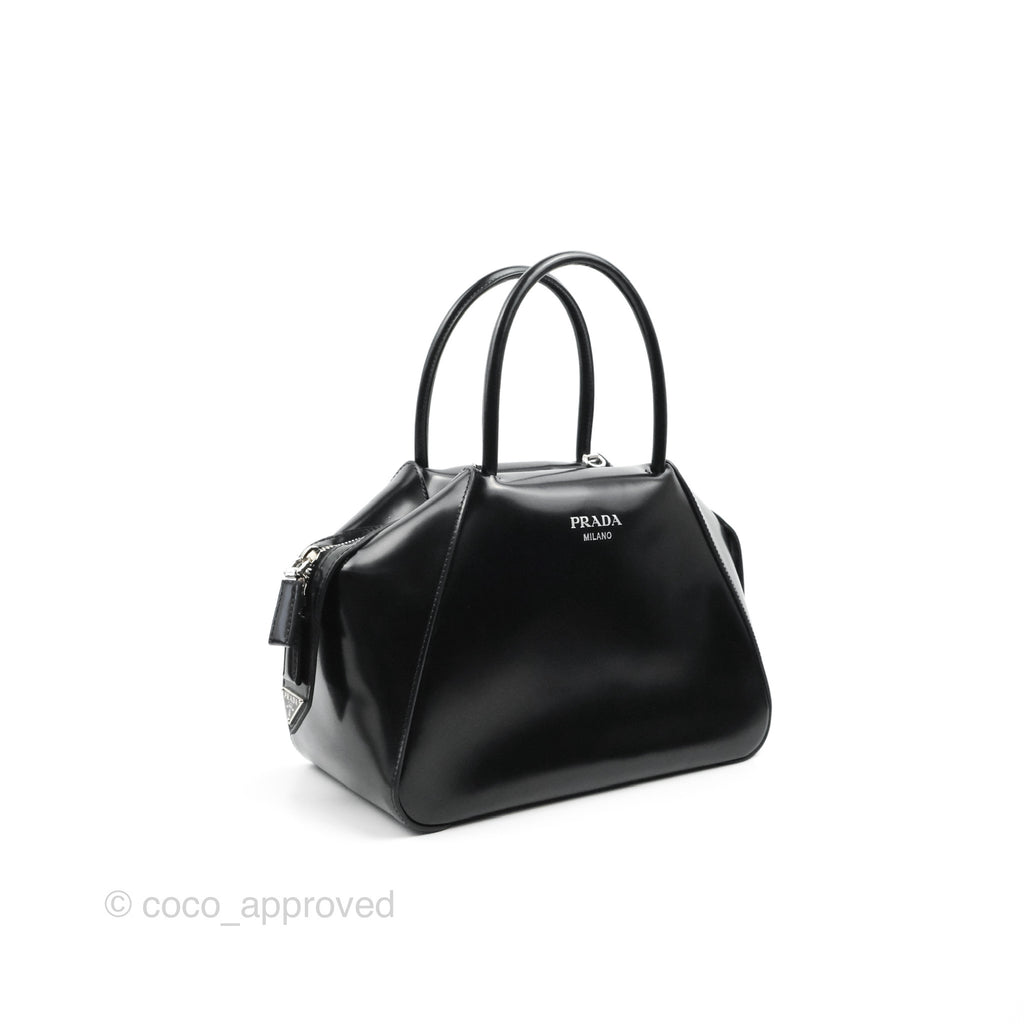 Prada Small Supernova Handbag Brushed Leather Black