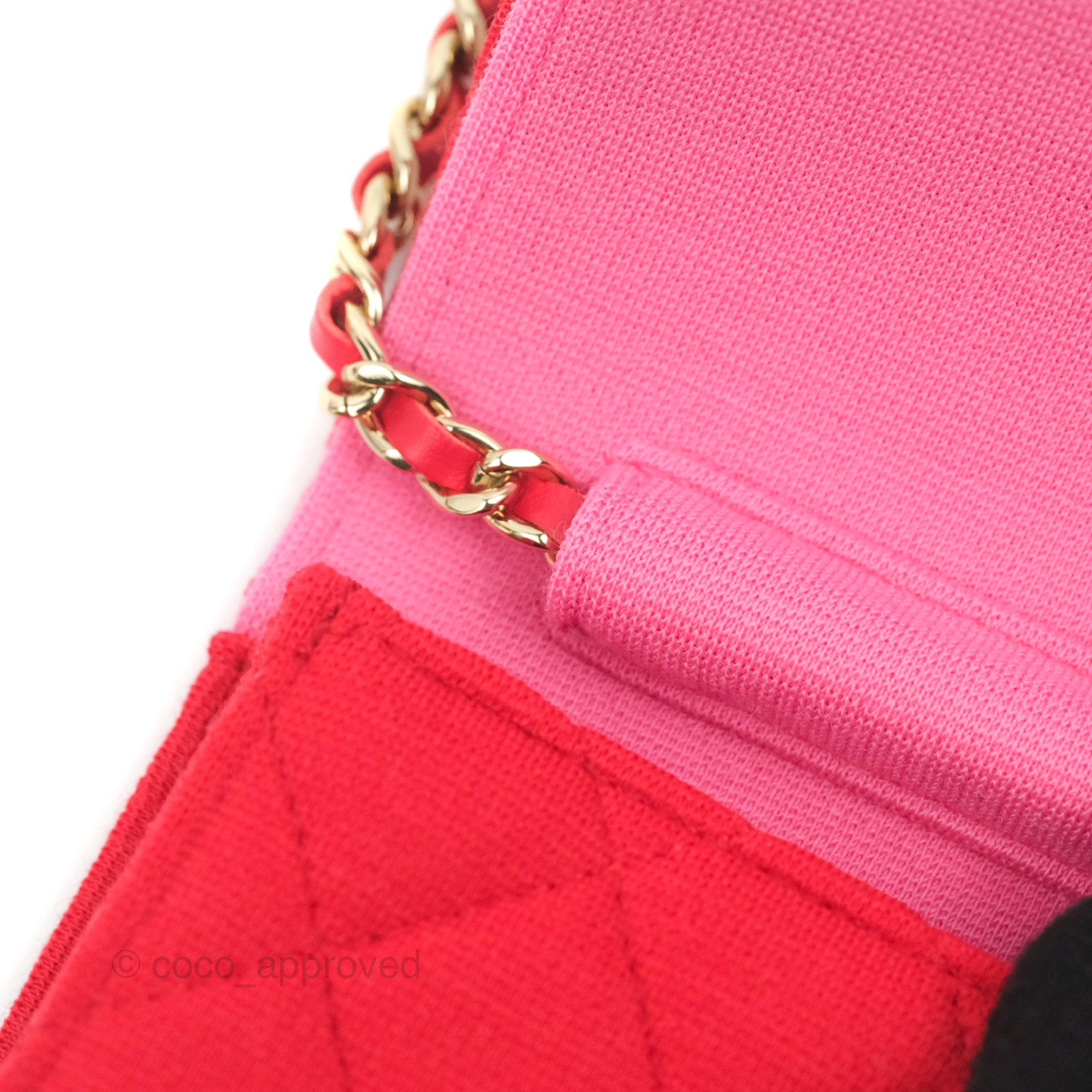 Chanel Mini Clutch With Chain Red Cotton Gold Hardware – Coco