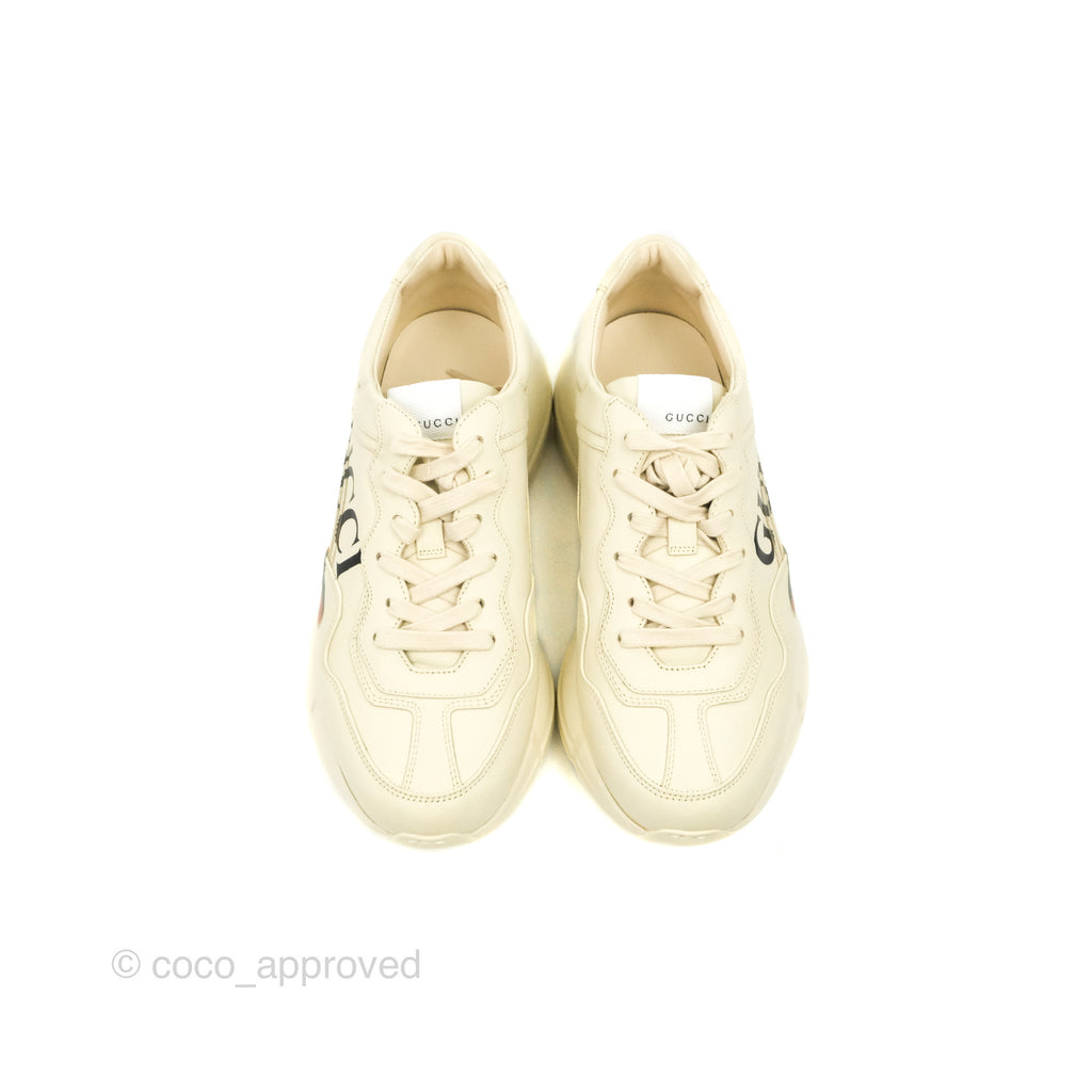 Gucci Ivory Toddler Rhyton KAI Bear Logo Leather Sneaker