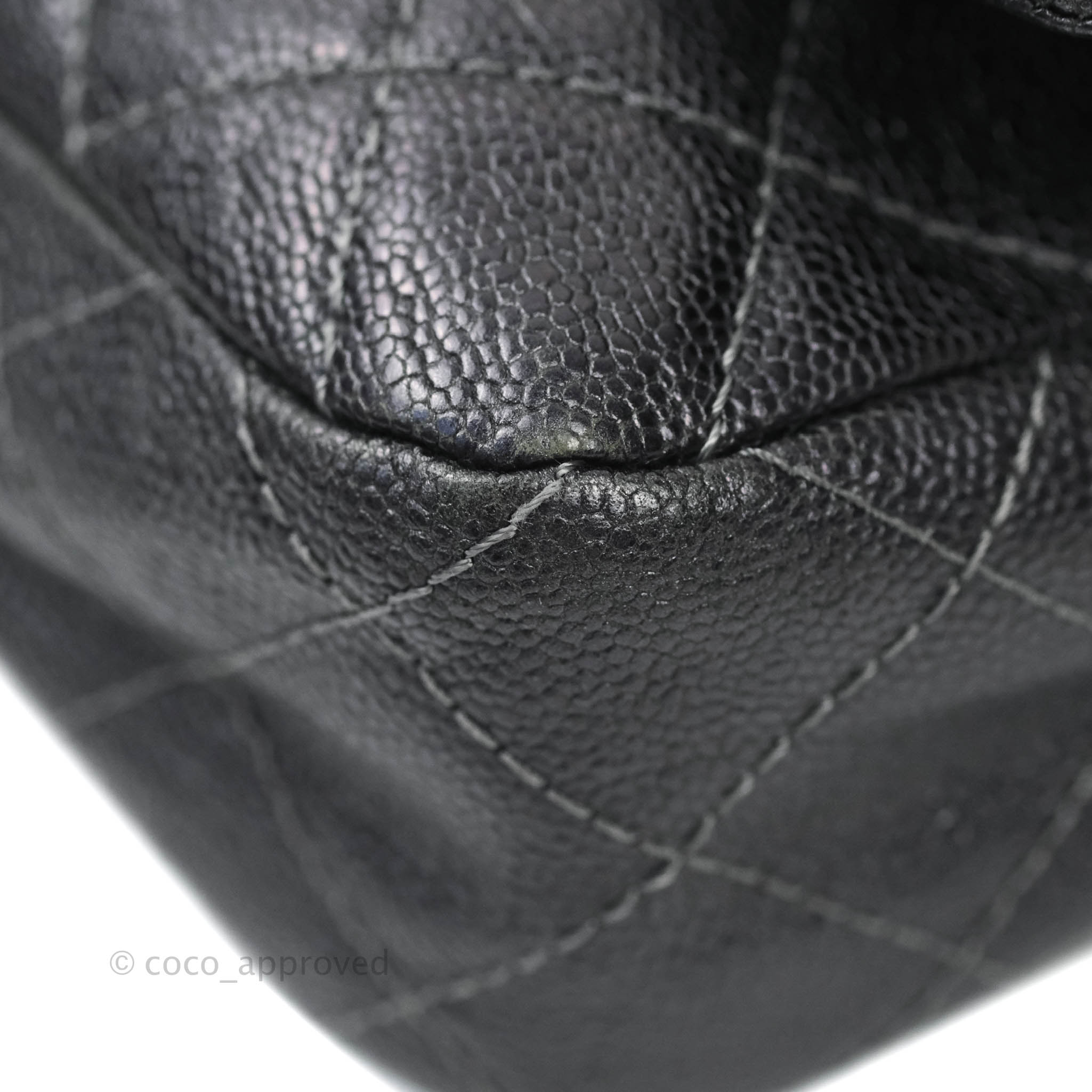 Chanel Soft Caviar Maxi Flap 4ct1012 Black Leather Cross Body Bag