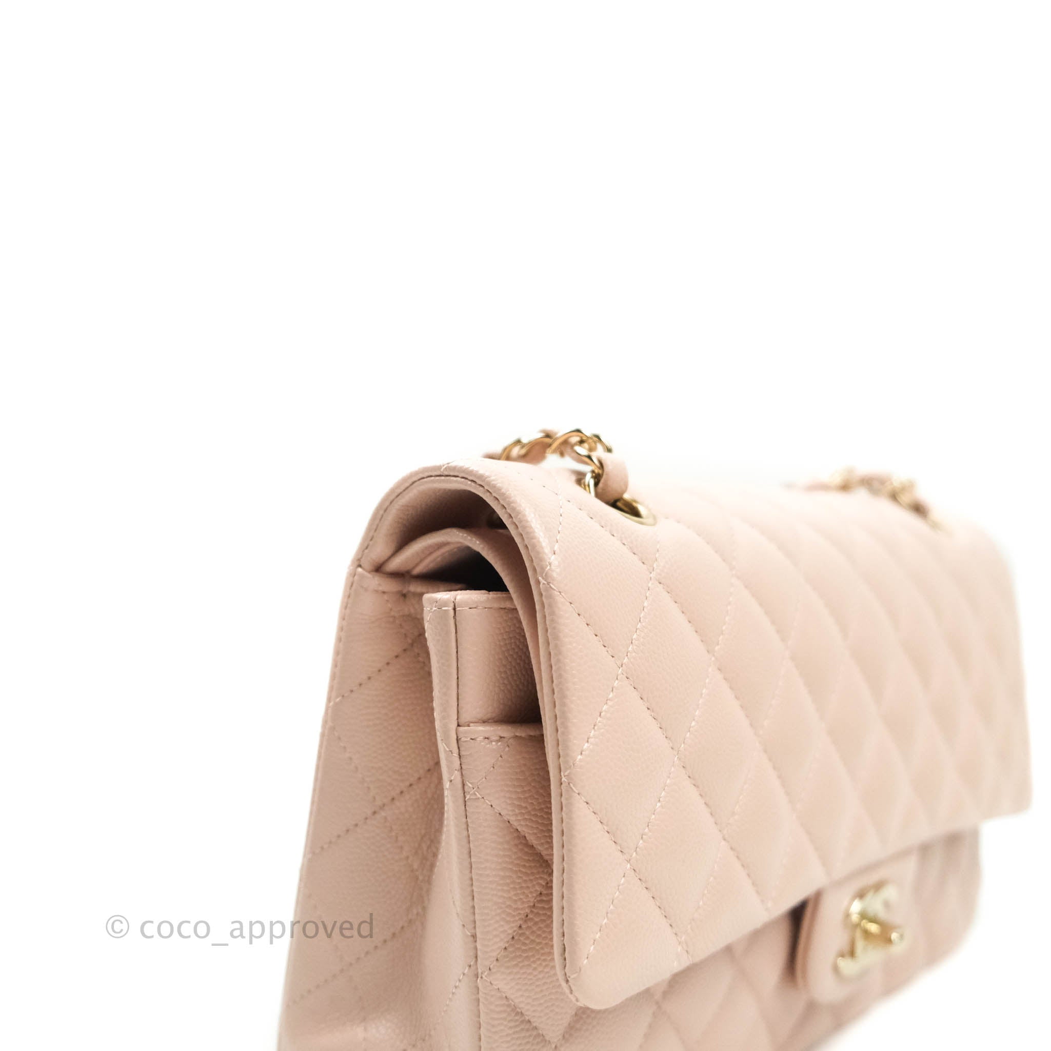 Chanel M/L Medium Double Flap Bag Rose Claire Caviar Gold Hardware 21C –  Coco Approved Studio