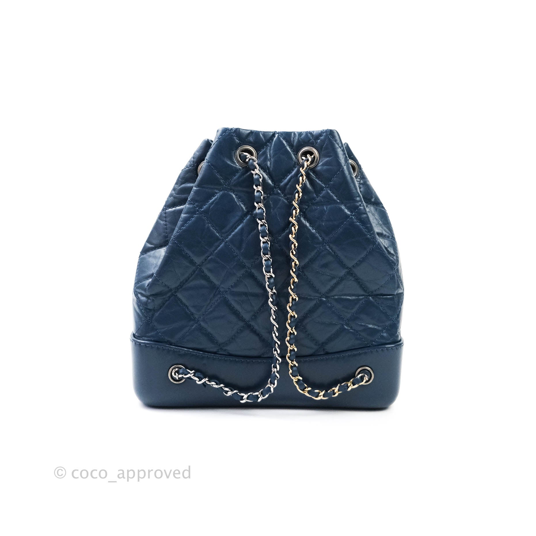 Chanel Gabrielle Backpack, Blue Calfskin, Preowned in Box WA001
