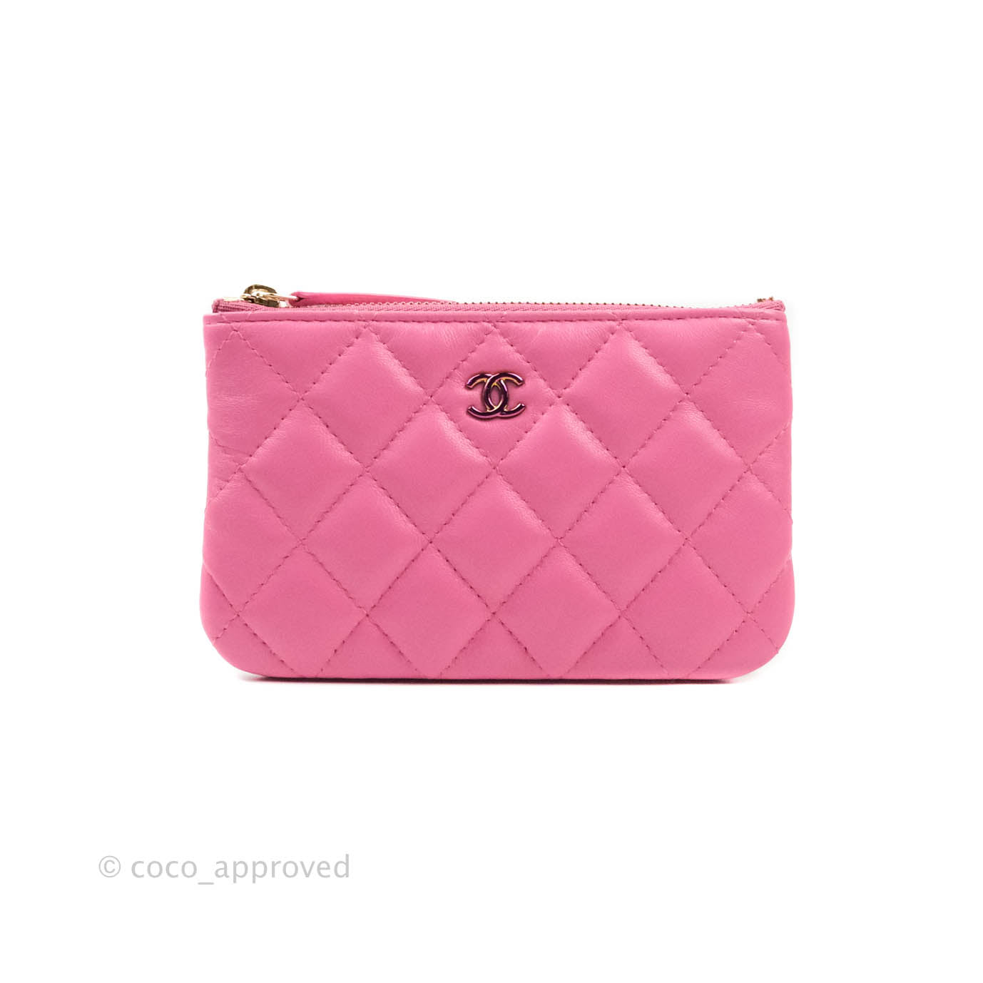 Chanel Quilted Mini O Case Pink Lambskin Gold Hardware & Rainbow Metal –  Coco Approved Studio