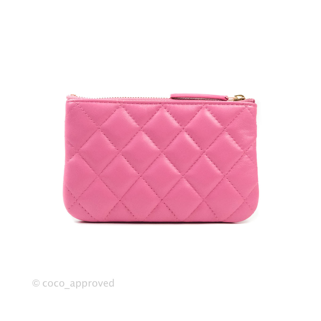 Chanel Quilted Mini O Case Pink Lambskin Gold Hardware & Rainbow