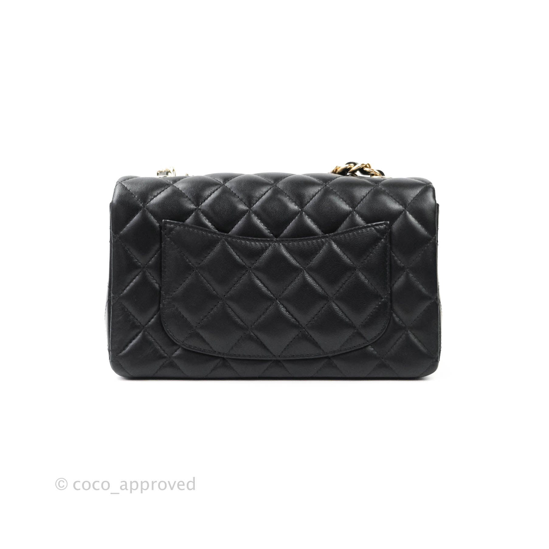 Chanel Quilted Mini Rectangular Lambskin Black Flap With Charms