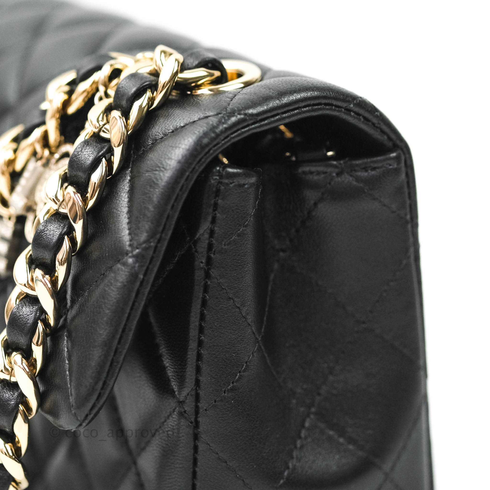 Chanel Quilted Mini Rectangular Lambskin Black Flap Gold Hardware