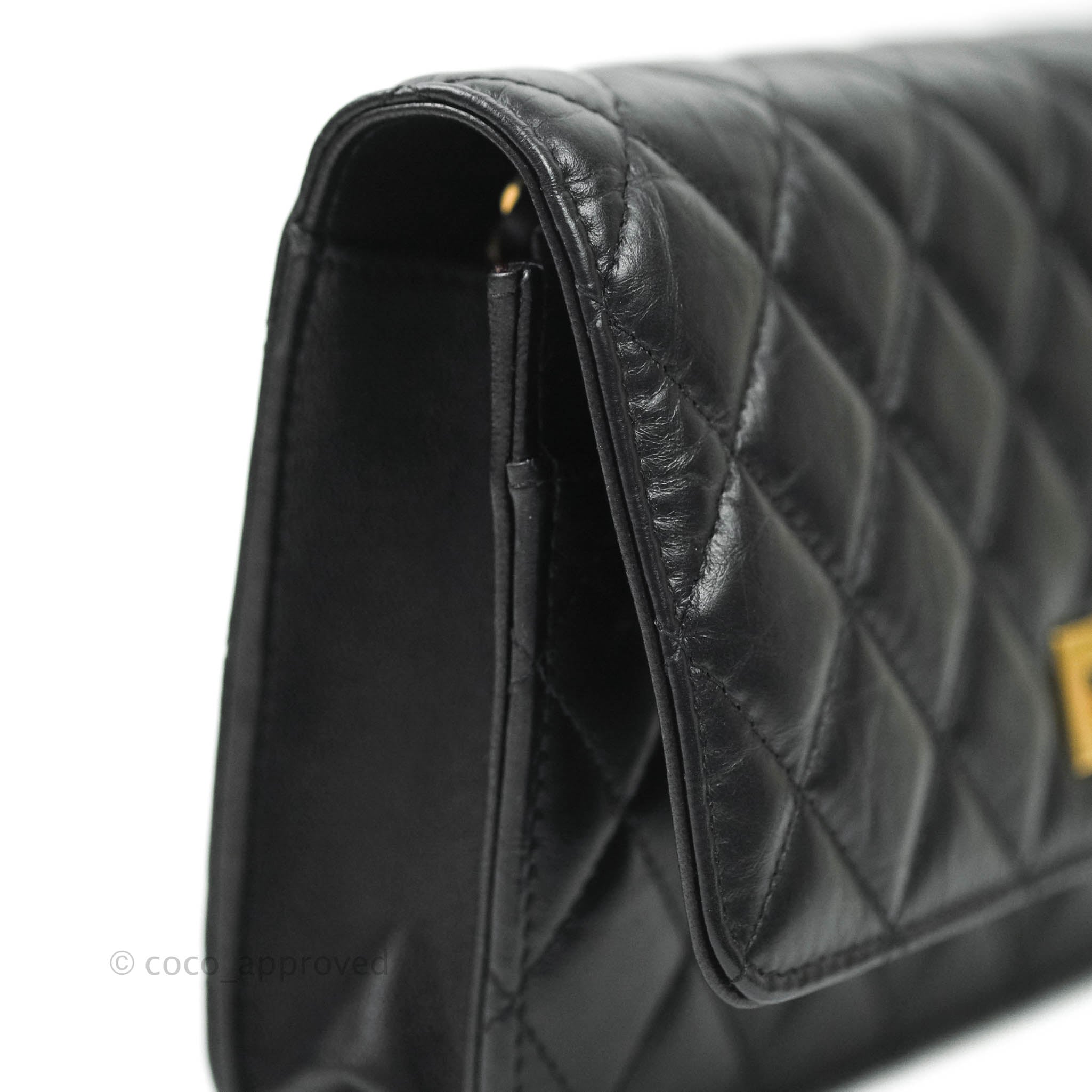 Chanel Aged Calfskin Quilted Reissue Wallet On Chain WOC Black Gold Ha –  Coco Approved Studio