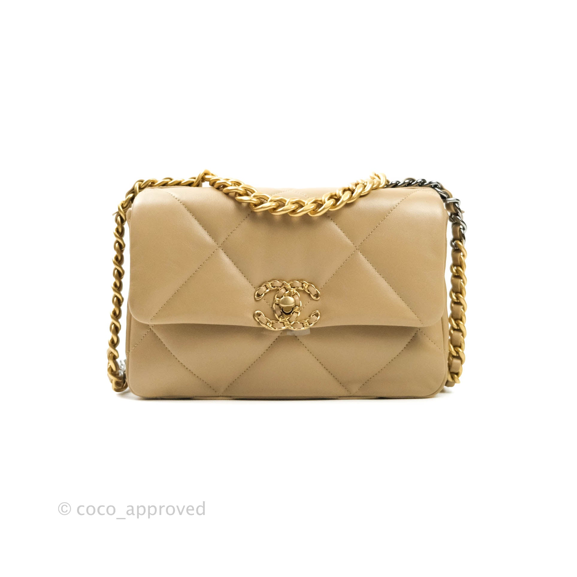 Pristine Chanel 19 Caramel Beige Small-Medium Flap Bag – Boutique