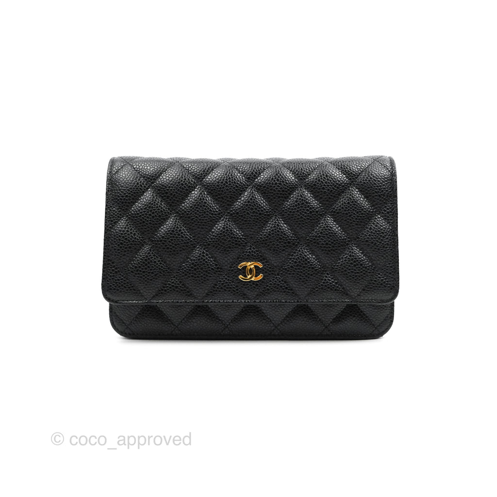 Chanel Quilted Wallet on Chain WOC Black Caviar Gold Hardware