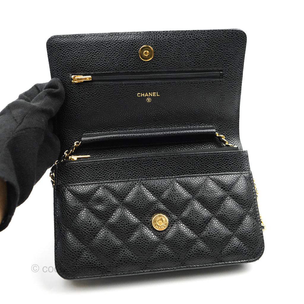 Chanel Quilted Wallet on Chain WOC Black Caviar Gold Hardware