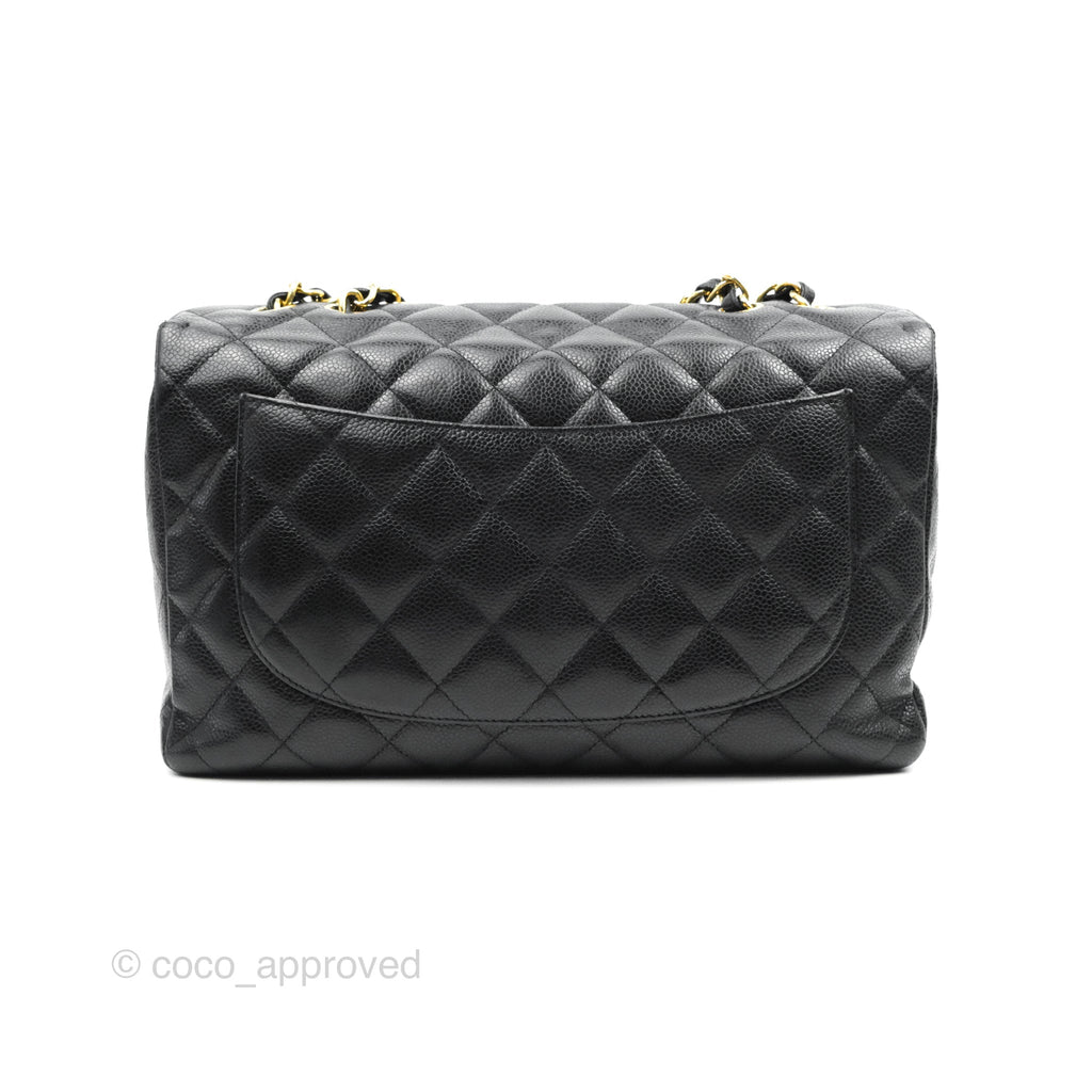 Chanel Jumbo Single Flap Black Caviar Gold Hardware