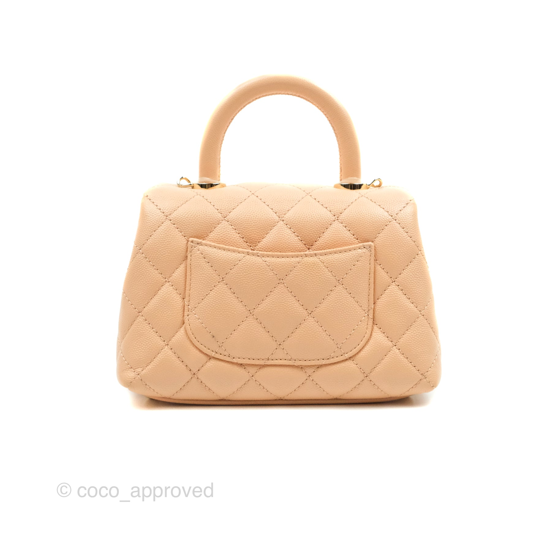 Chanel Mini Coco Handle Quilted Light Beige Pink Caviar Gold