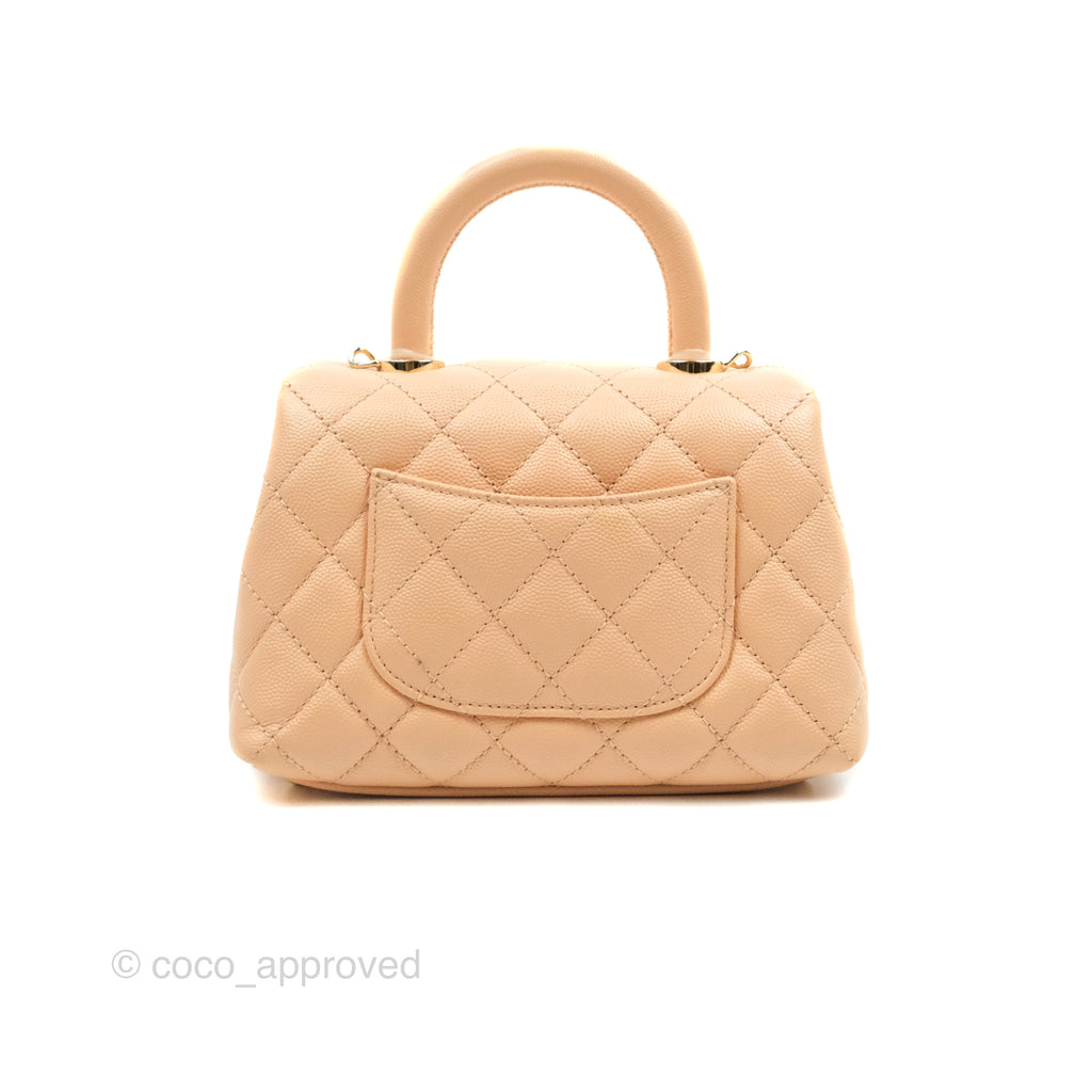 Chanel Extra Mini Coco Handle Quilted Light Beige Pink Caviar Gold Hardware