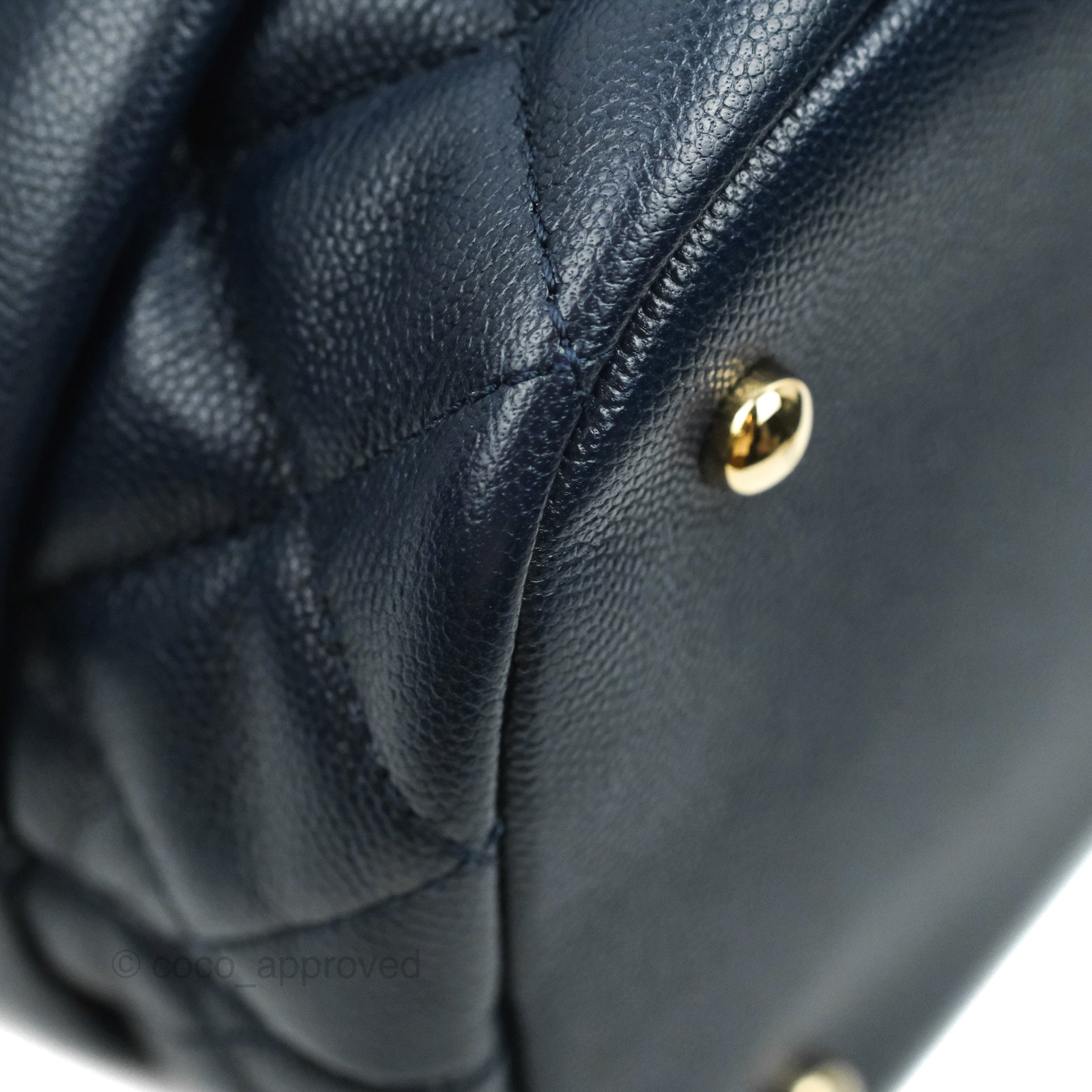 Chanel Medium Quilted Rolled Up Bucket Drawstring Bag Navy Caviar