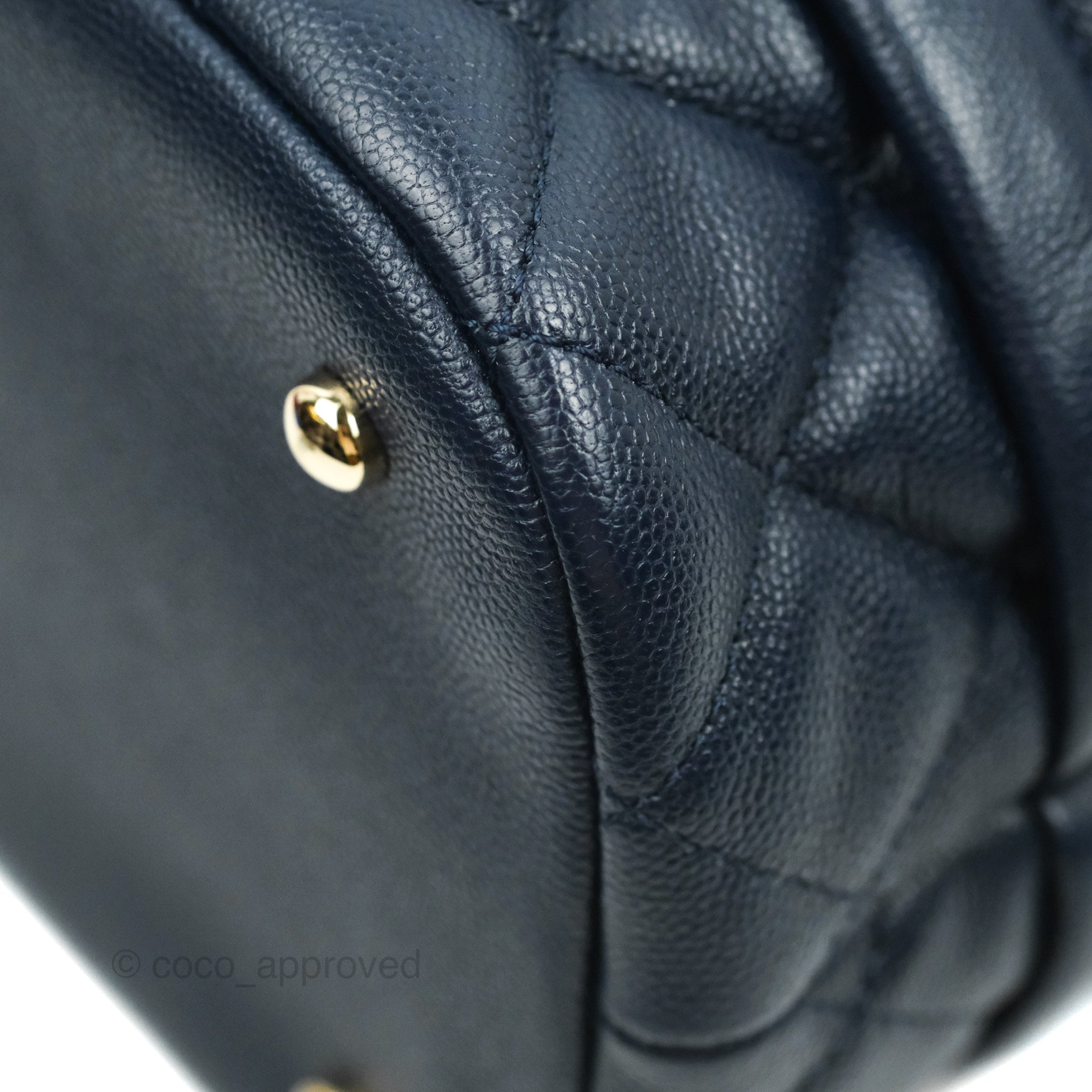 Chanel Medium Quilted Rolled Up Bucket Drawstring Bag Navy Caviar Gold  Hardware