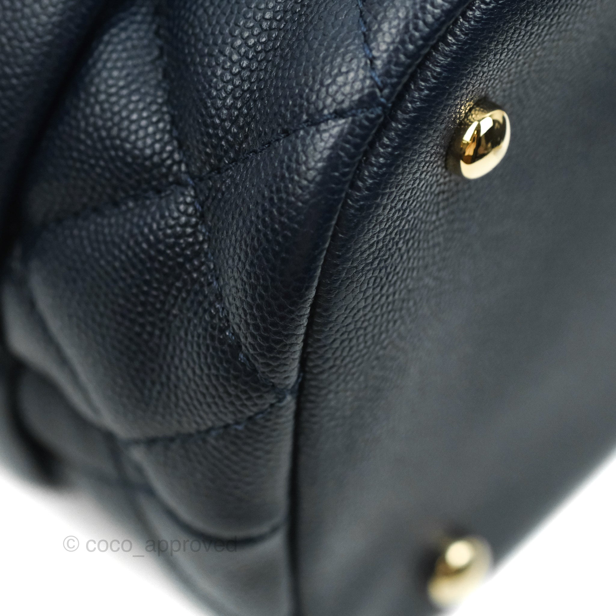 Chanel Medium Quilted Rolled Up Bucket Drawstring Bag Navy Caviar