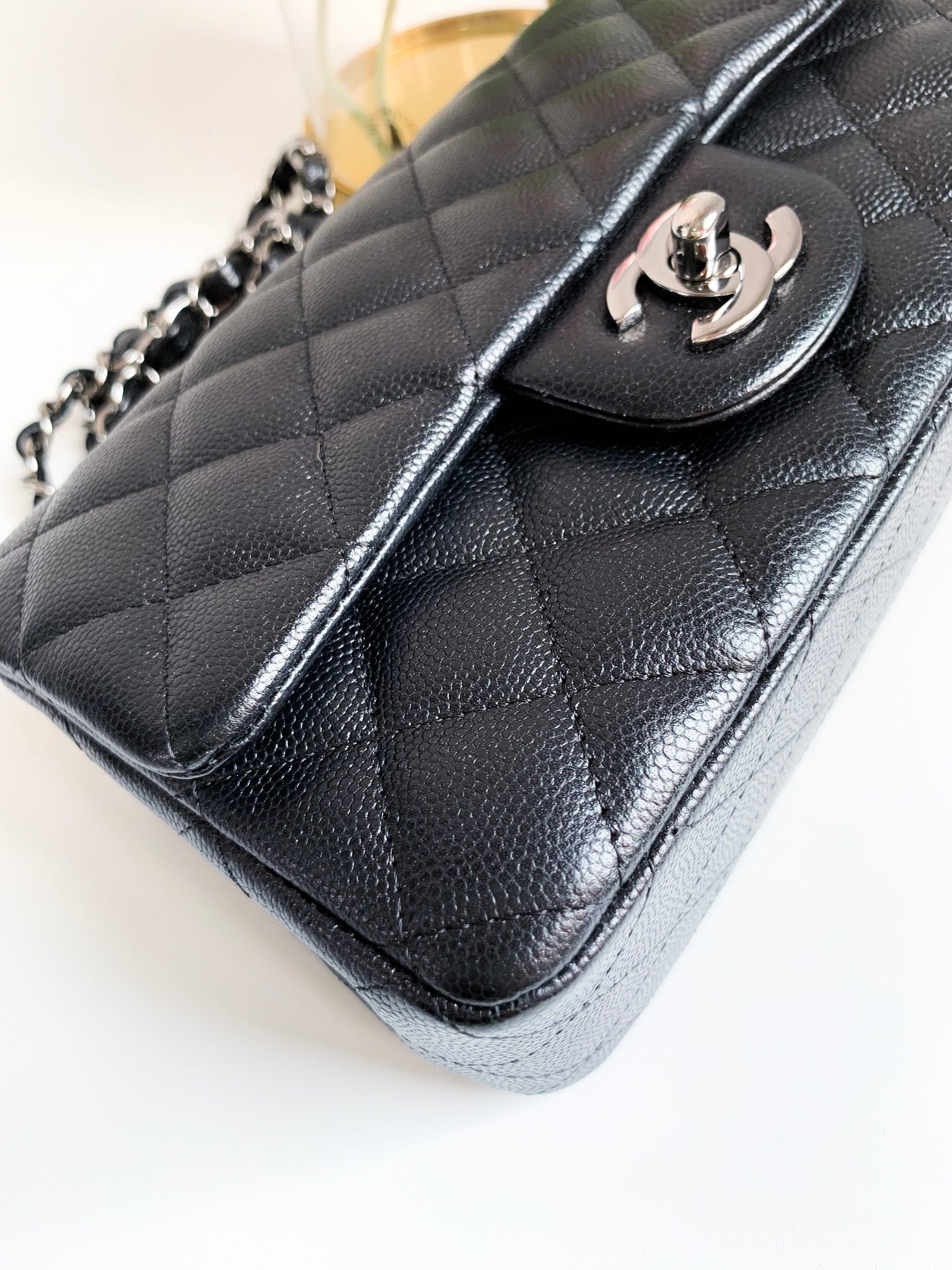 Replica Chanel Quilted Mini Classic Flap CF Bag 20cm in Iridescent Lam