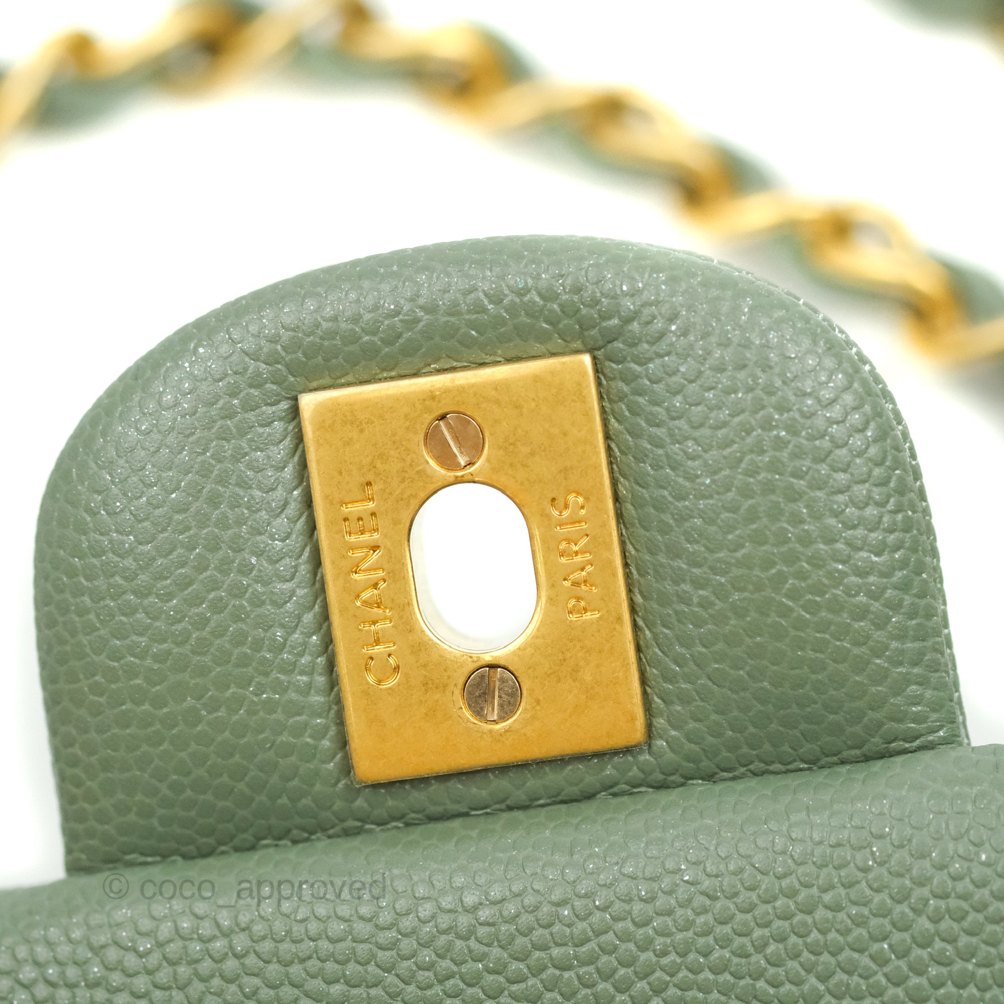 Chanel Green Iridescent Lambskin Medium Classic Double Flap Light Gold –  Madison Avenue Couture