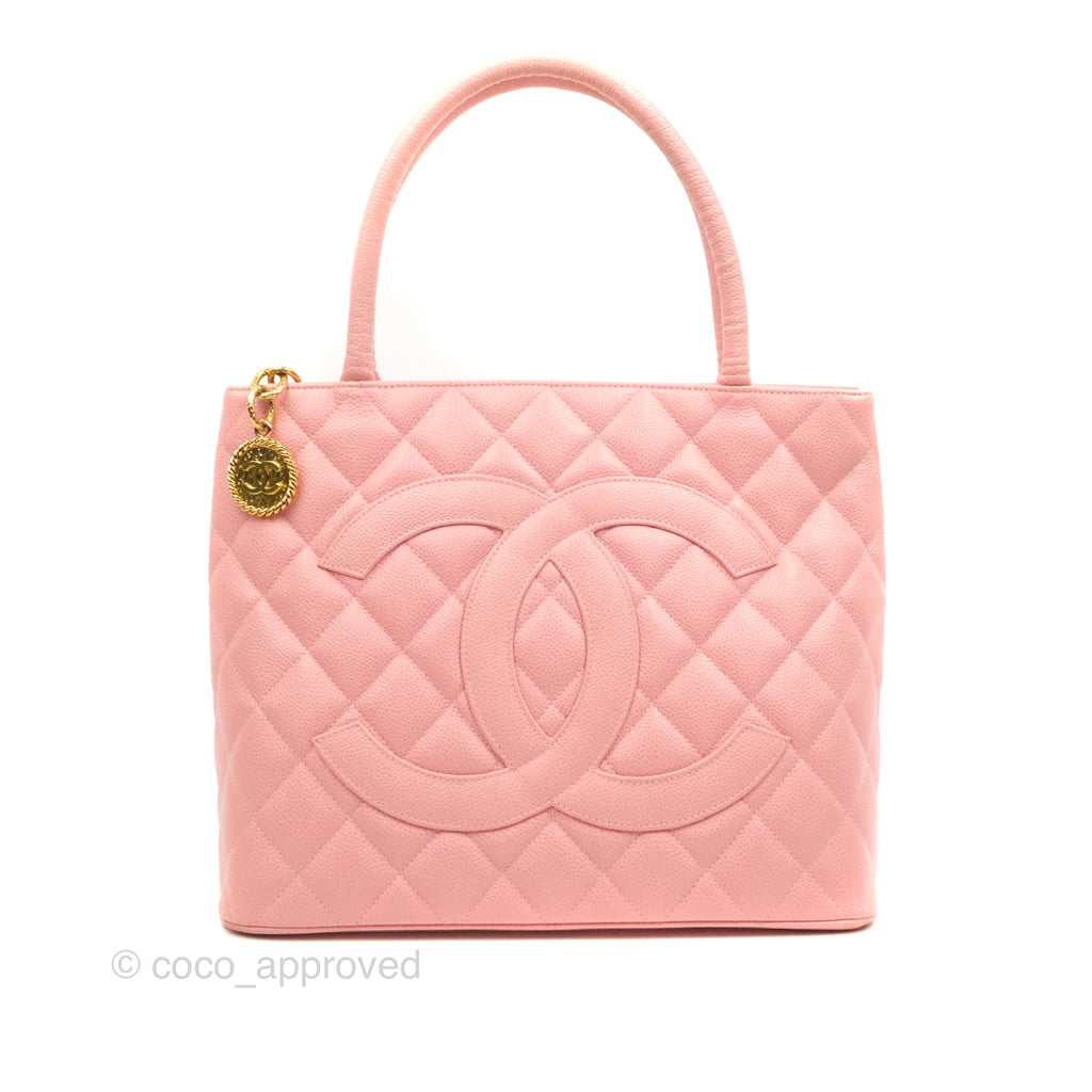 Chanel Vintage CC Pink Caviar Tote Bag Gold Hardware